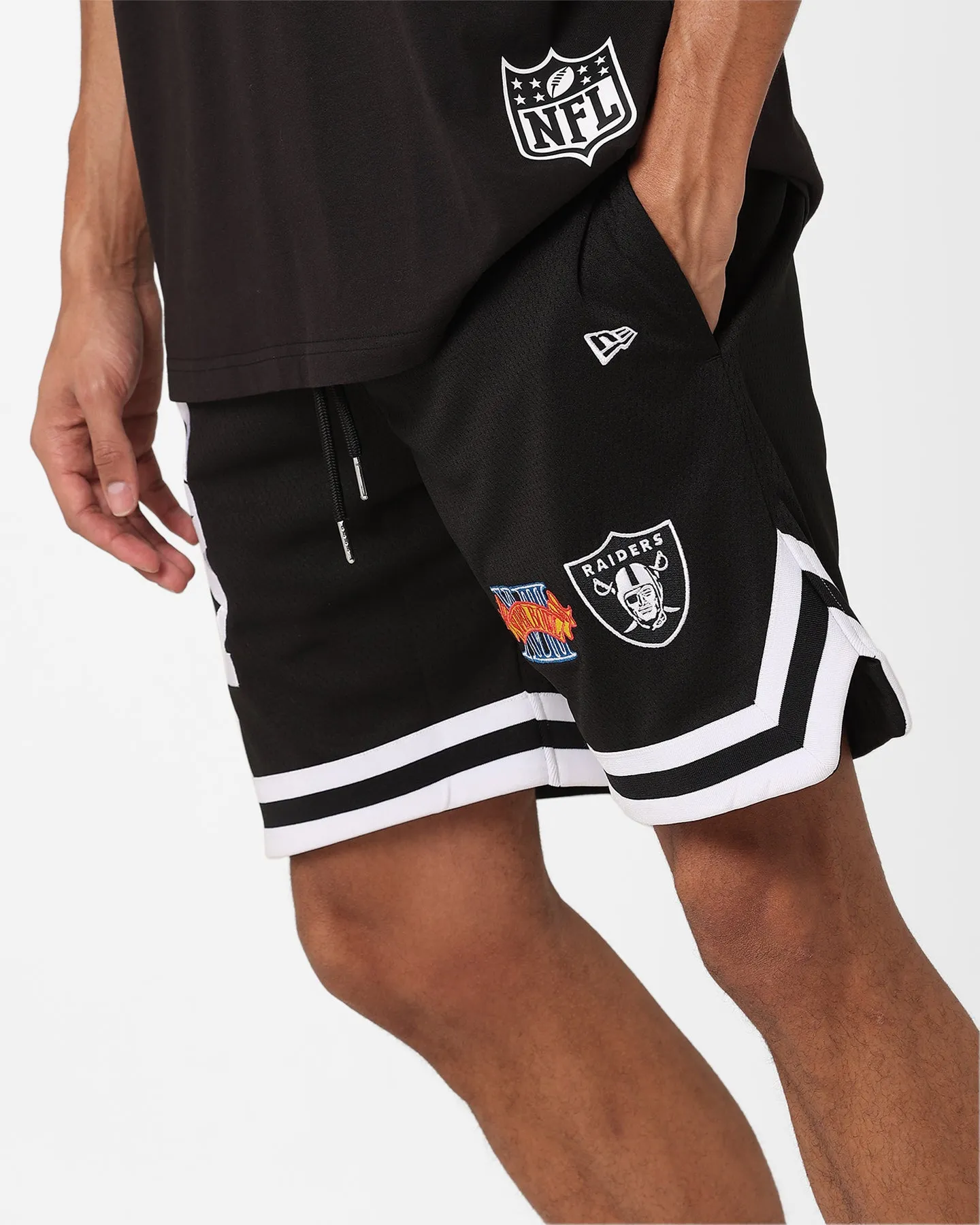New Era Las Vegas Raiders Mesh Shorts Black two piece outfit