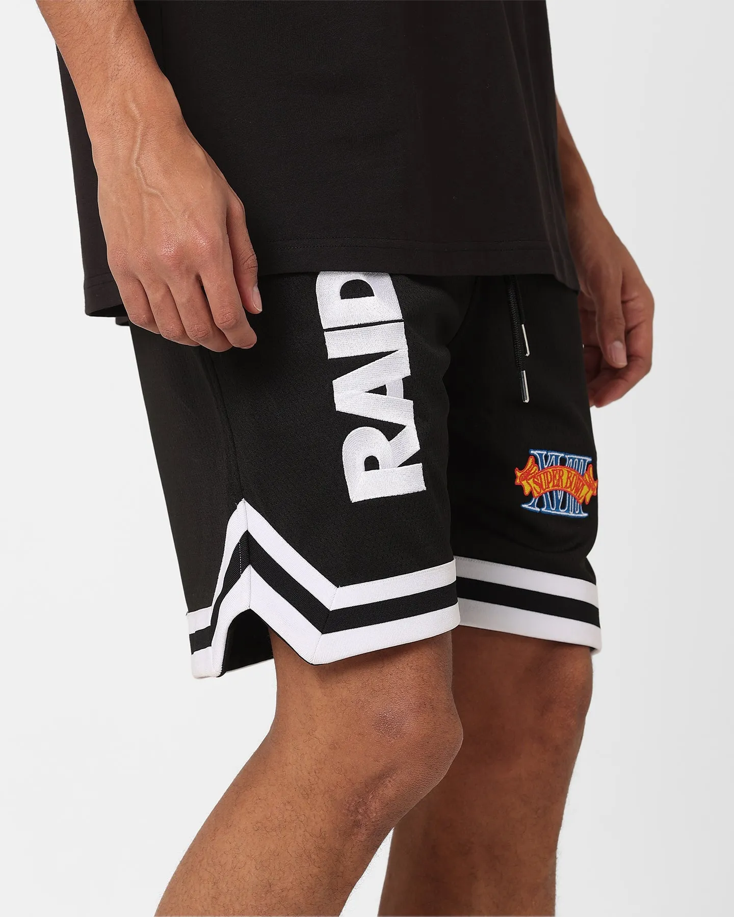 Breathable Waist Gusseted Crotch New Era Las Vegas Raiders Mesh Shorts Black