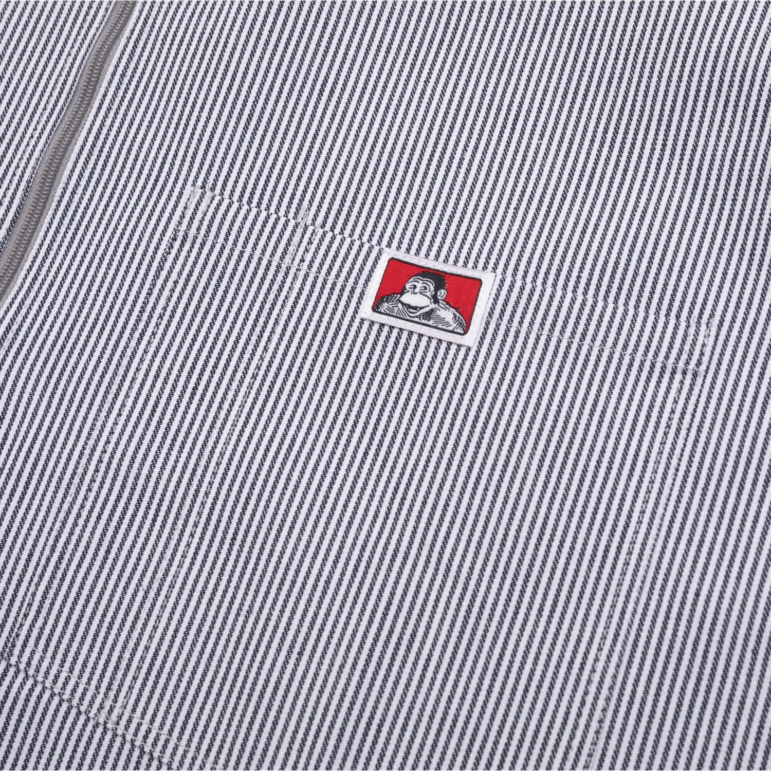 Ben Davis Striped 1/2 Zip Short-Sleeve Shirt - Hickory Durable Stitching