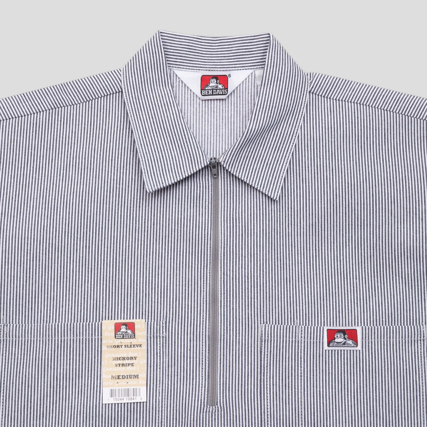 Tailored Fit Chilly Day Wear Ben Davis Striped 1/2 Zip Short-Sleeve Shirt - Hickory