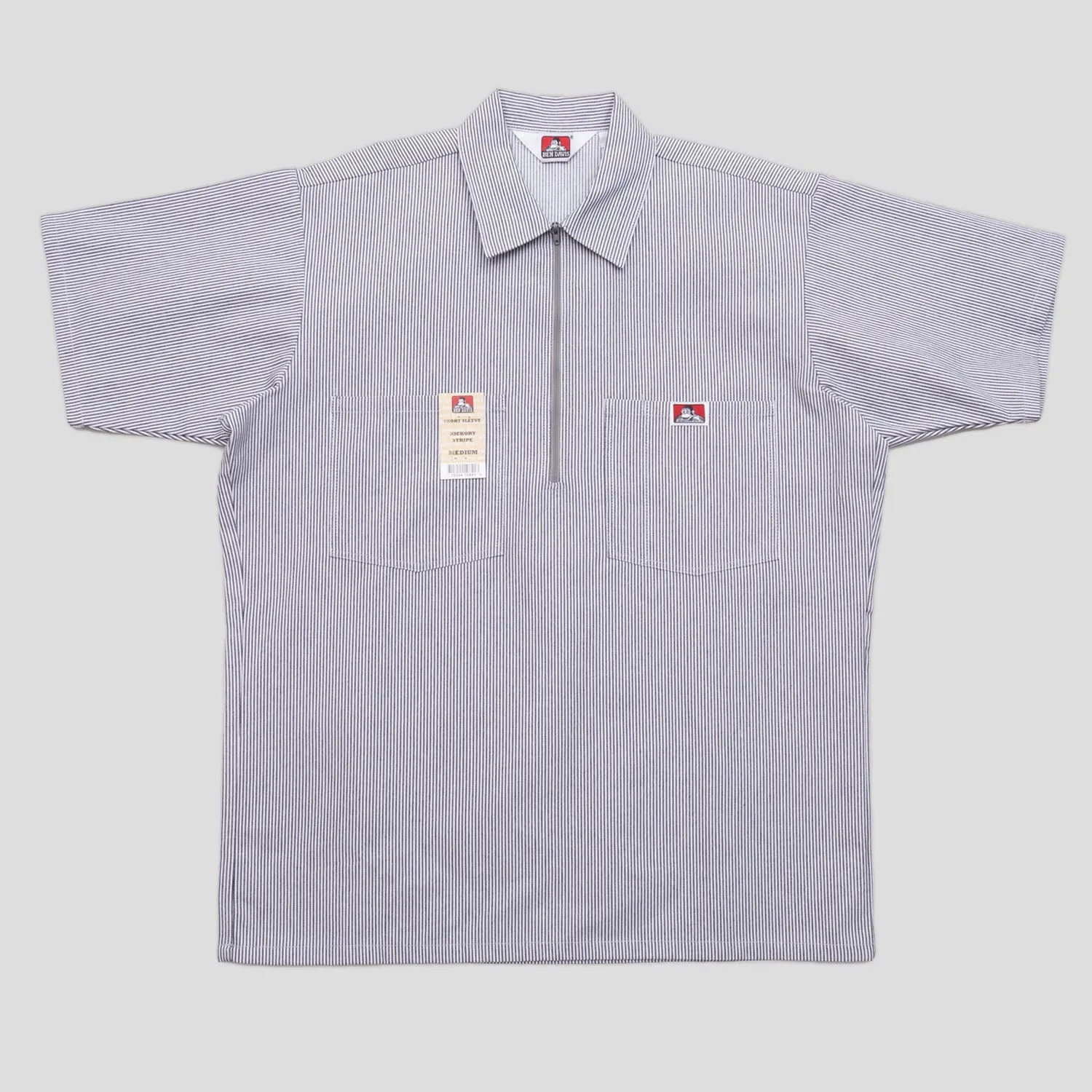 Bold colors Ben Davis Striped 1/2 Zip Short-Sleeve Shirt - Hickory