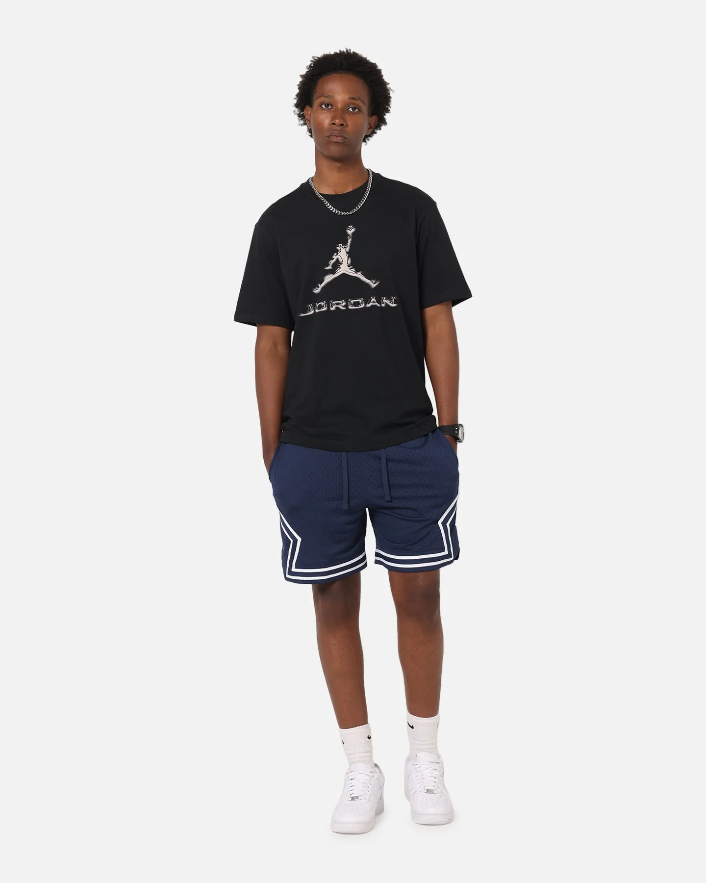 Wrinkle Resistant Material Sleek Stretch Jordan Dri-FIT Sport Diamond Shorts Midnight Navy/White