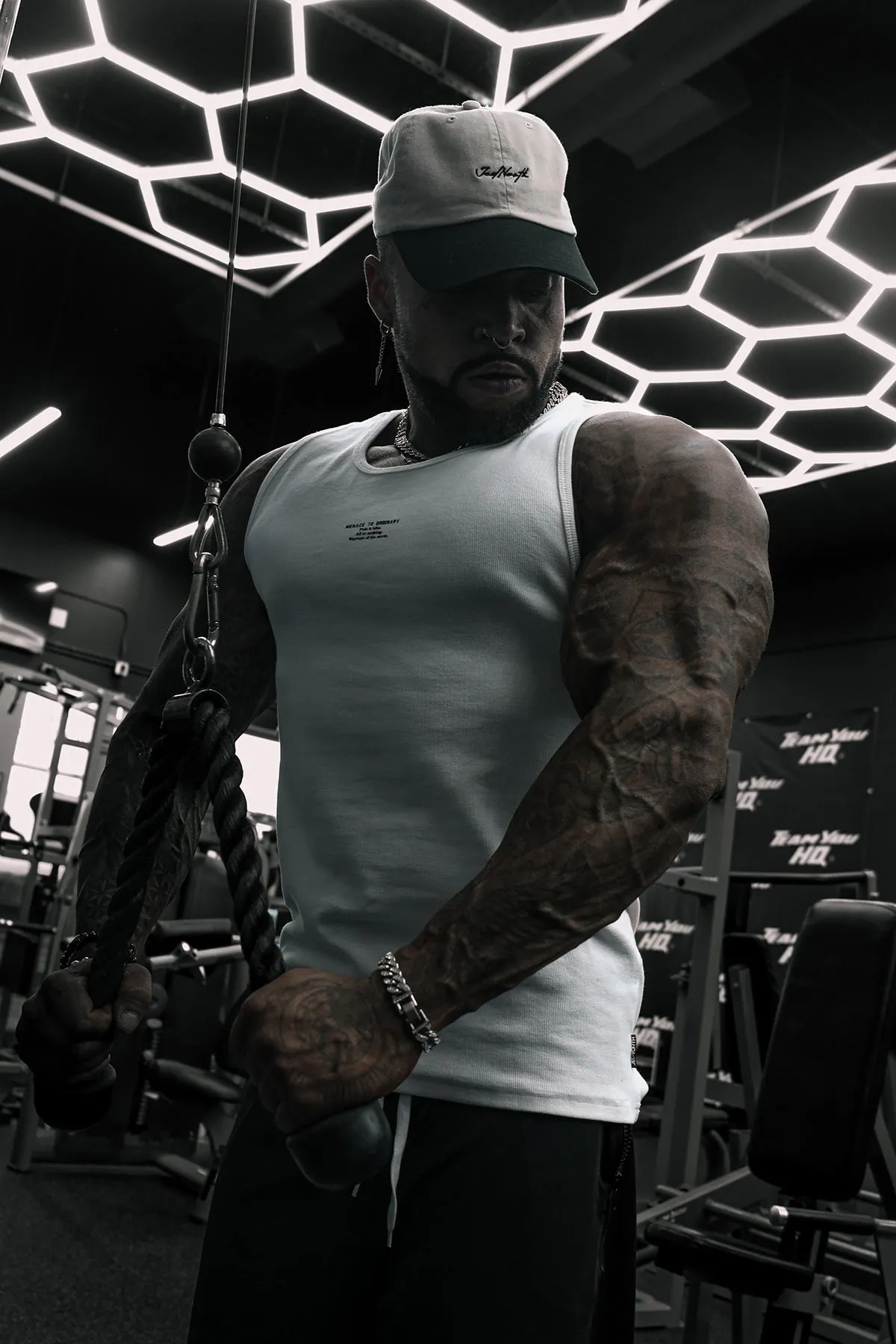 Ribbed Muscle Tank Top - White Outdoor Flexible psychological warfare