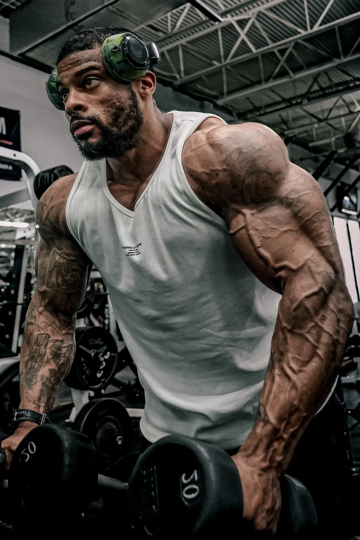 technicians Ribbed Muscle Tank Top - White