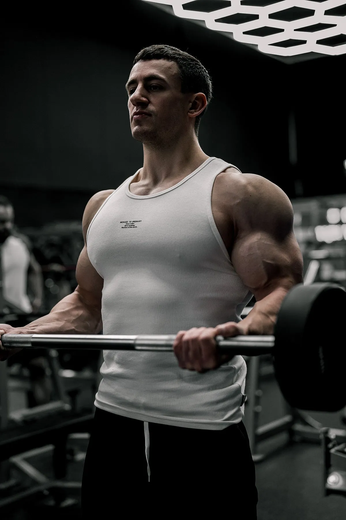 Long - term - usable Ribbed Muscle Tank Top - White