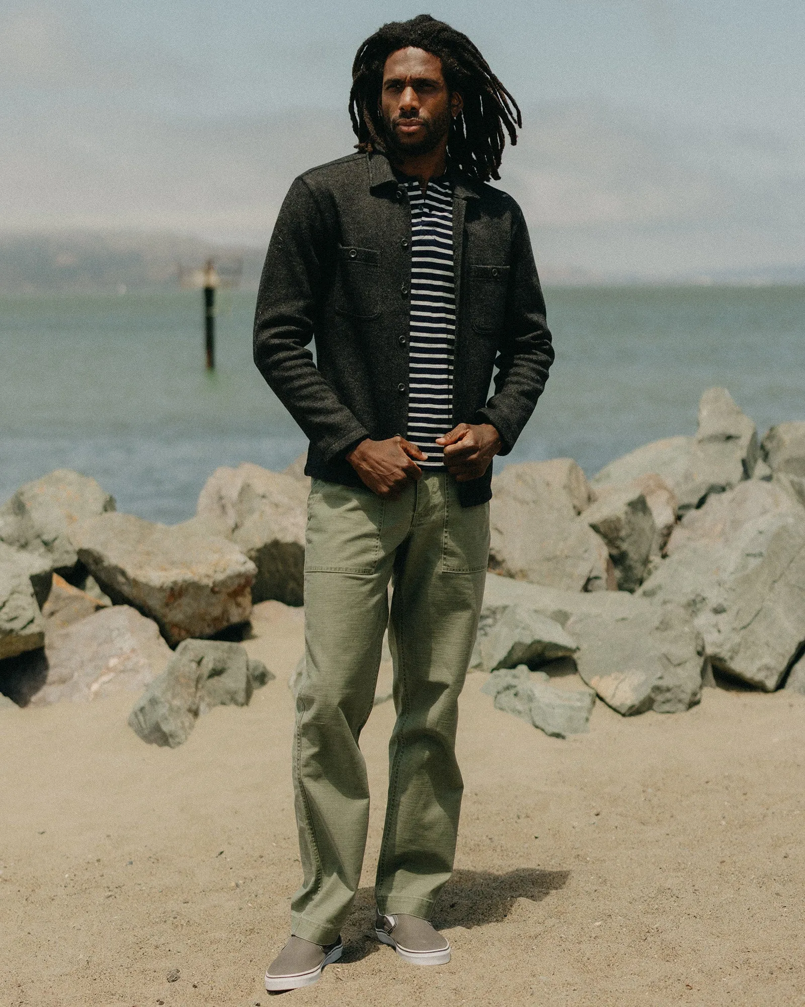 The Surplus Pant in Field Olive Reverse Sateen Fitted Design Easy Motion