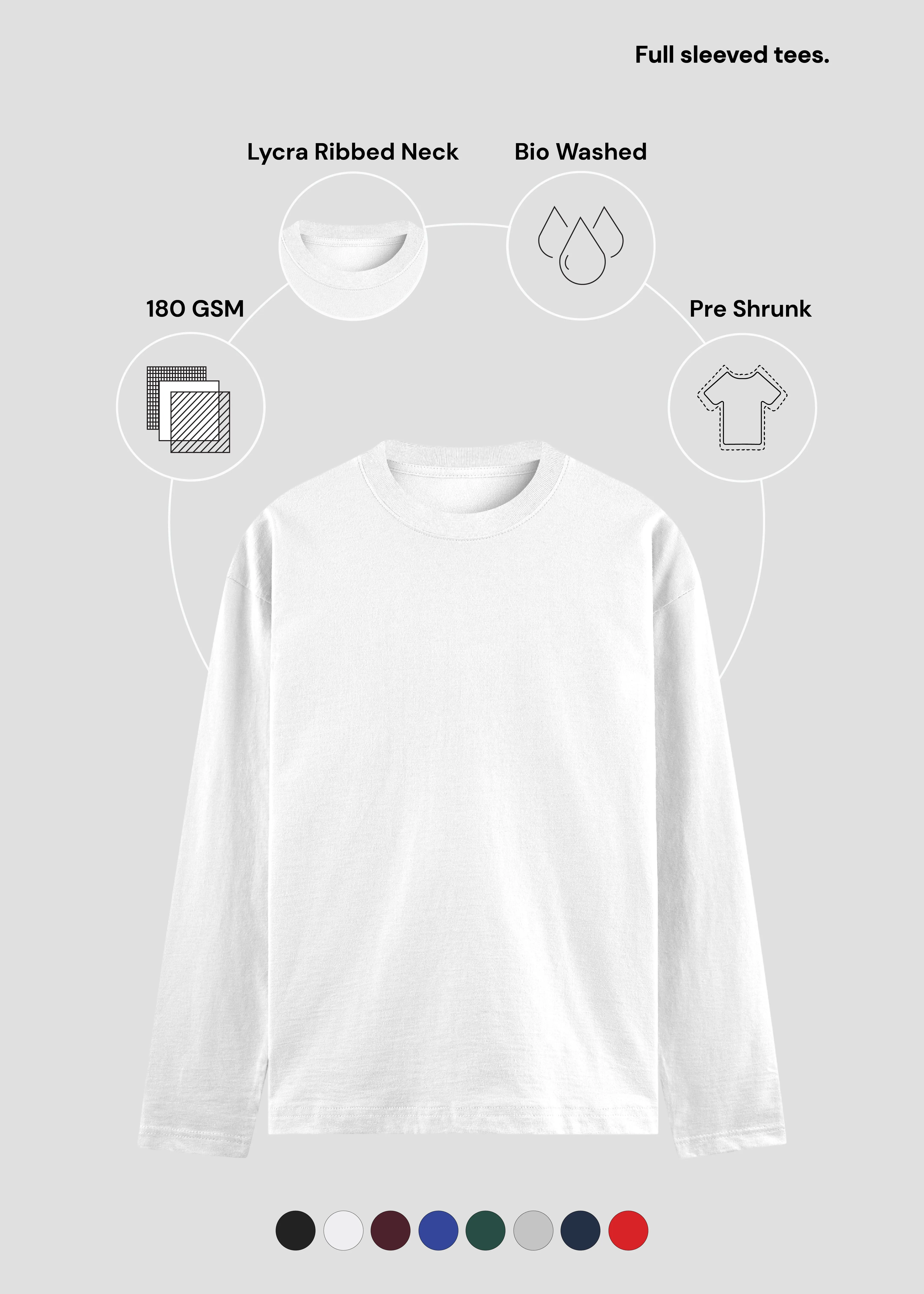 White Men's Full Sleeve T-Shirt | MA27 Cozy Wear Fit