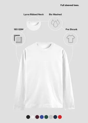 White Men's Full Sleeve T-Shirt | MA27 Cozy Wear Fit