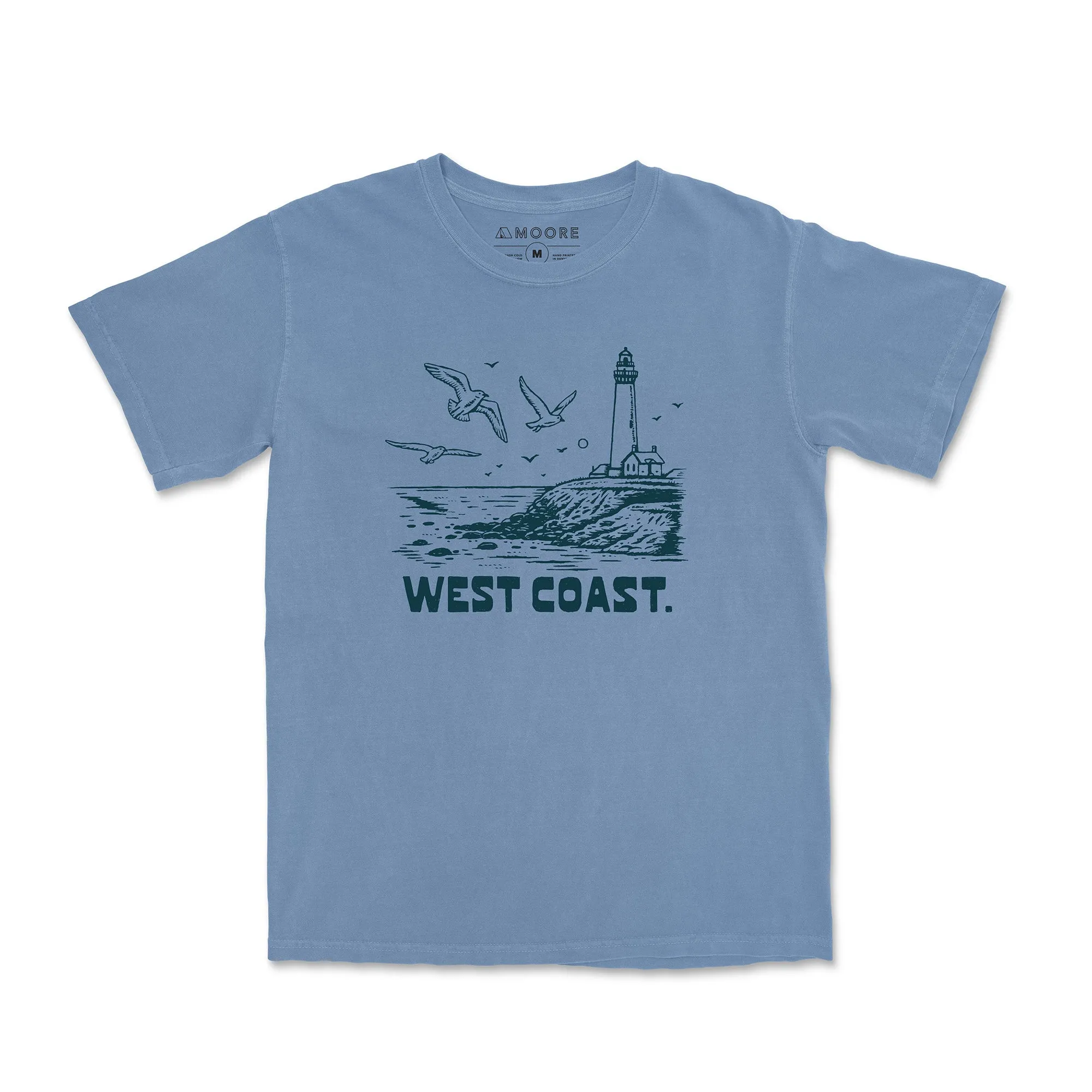 Urban Casual Look West Coast Lighthouse Tee-Vintage Washed Denim
