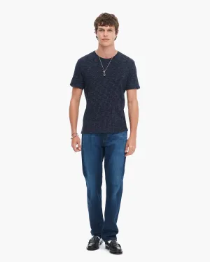 Sporty Comfort Wear Rib Short Sleeve Destroyed Tee - Dark Navy