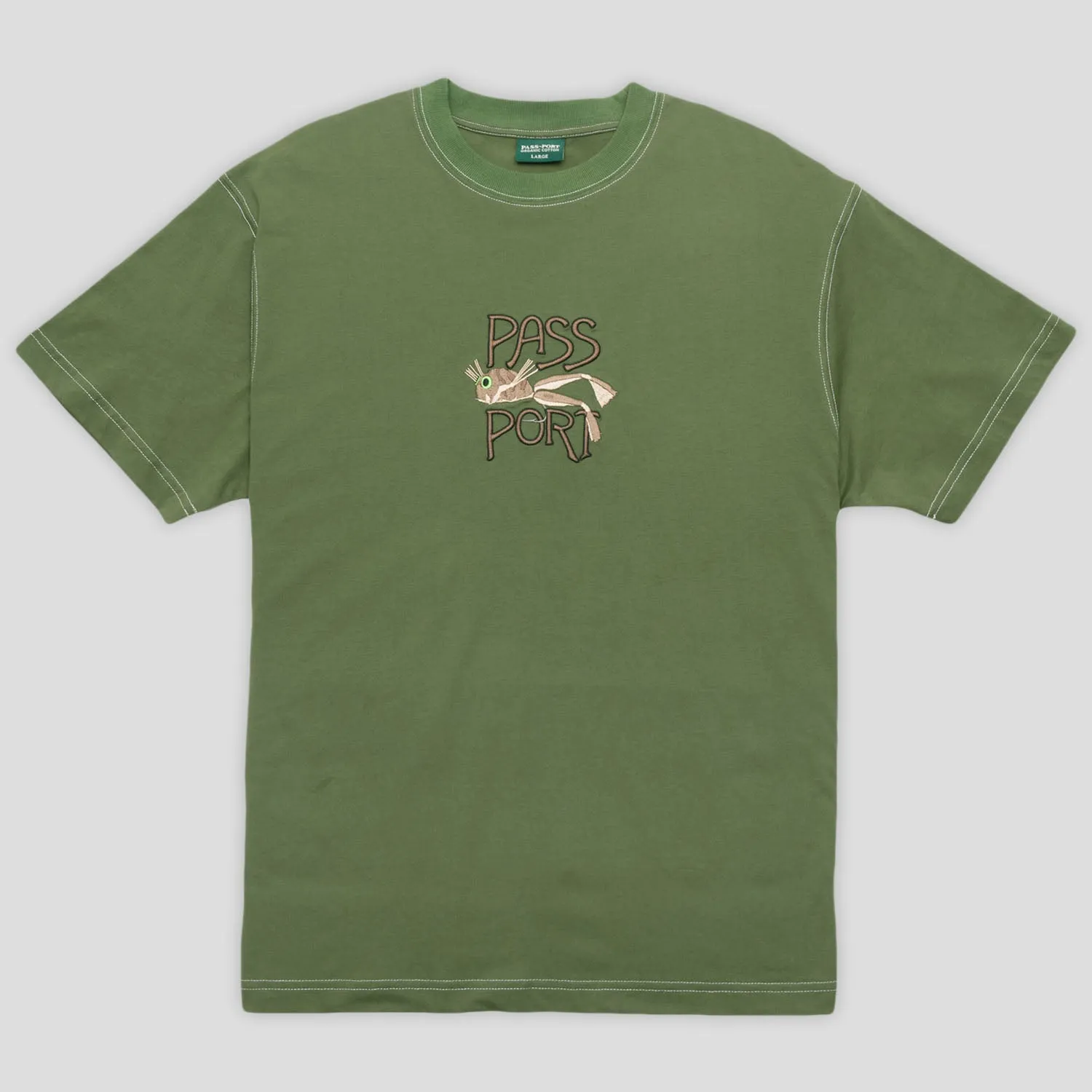 Cool Vibes Comfortable fit Pass~Port Frog Lure Organic Cotton Tee - Dark Olive