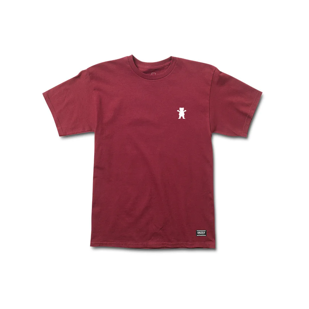Fun and Comfortable Stylish Comfort Embroidered OG Bear SS Tee Burgundy / White