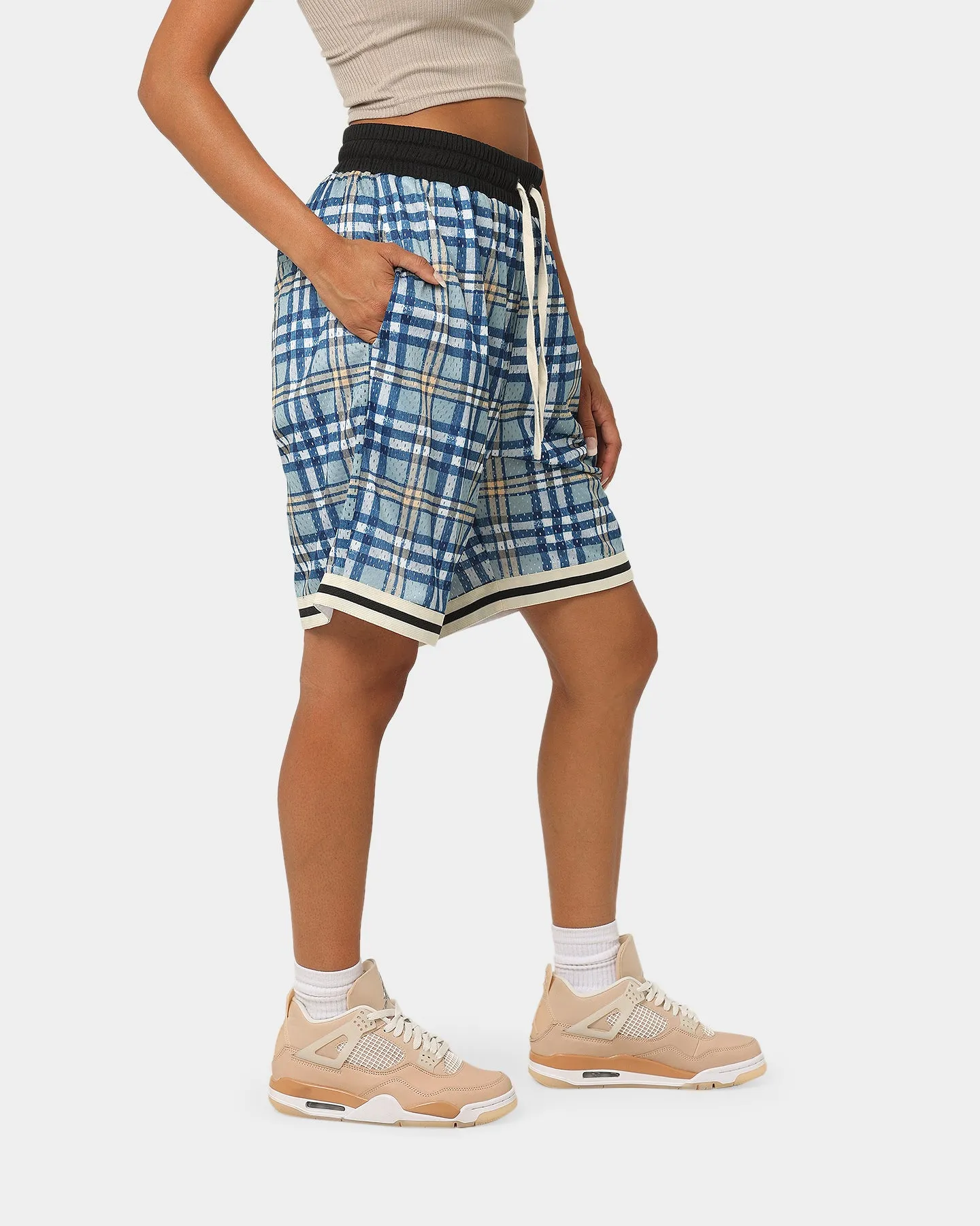 EN ES Team Basketball Shorts Blue Plaid technology industry