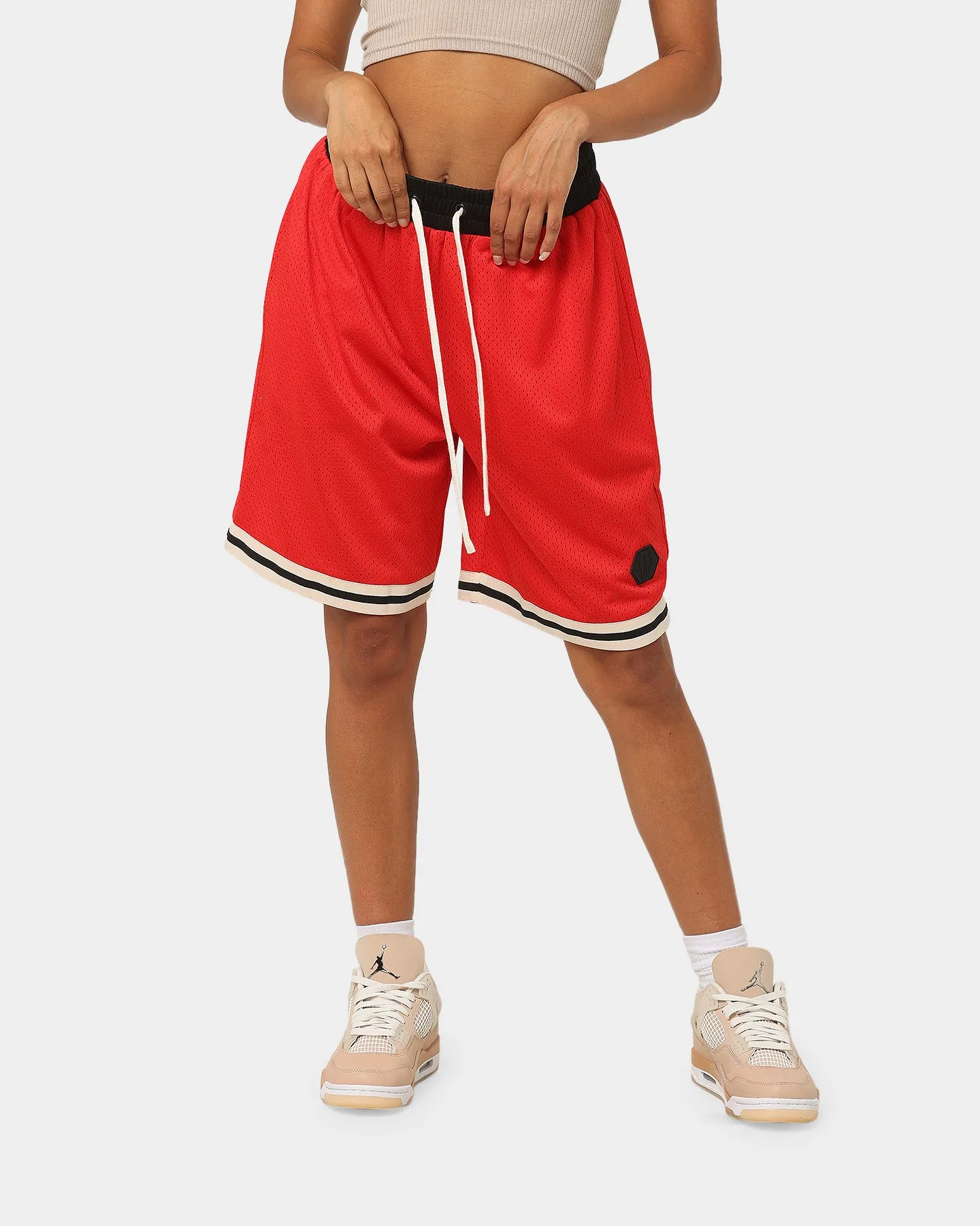 EN ES Team Basketball Shorts Red Multi Pocket Functionality