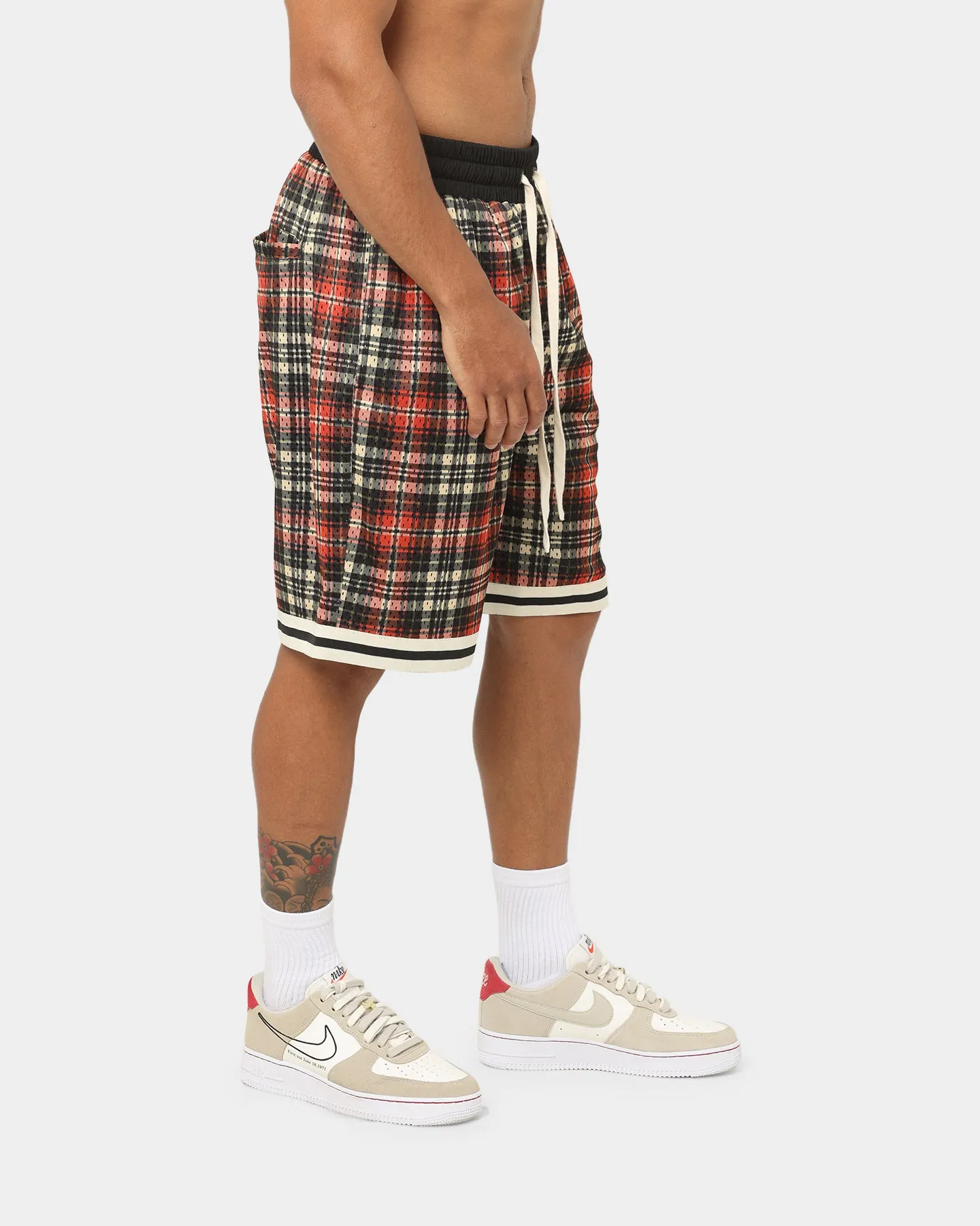EN ES Team Basketball Shorts Red Plaid hypoallergenic