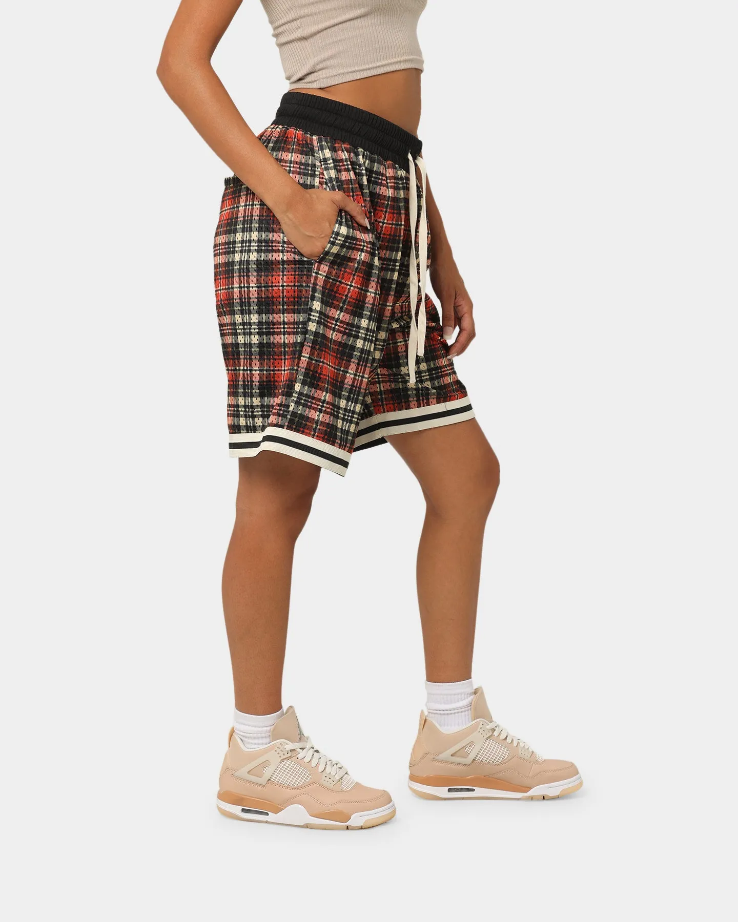 Reflective details creative industry EN ES Team Basketball Shorts Red Plaid