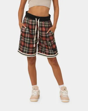 EN ES Team Basketball Shorts Red Plaid vest Anti Pilling Fabric