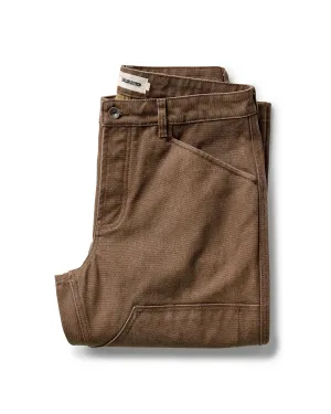The Chore Pant in Aged Penny Chipped Canvas Chilly Layering Breathable Waist