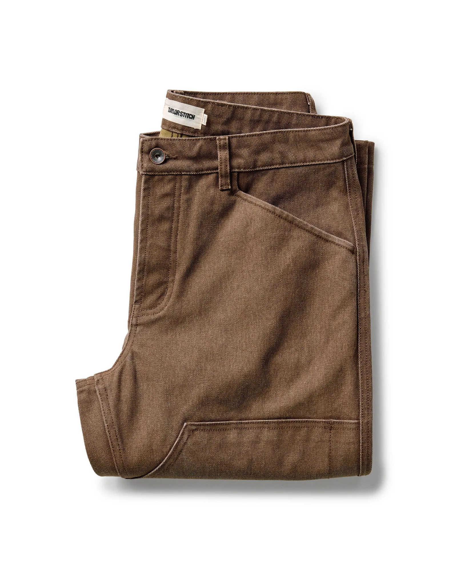 The Chore Pant in Aged Penny Chipped Canvas Chilly Layering Breathable Waist