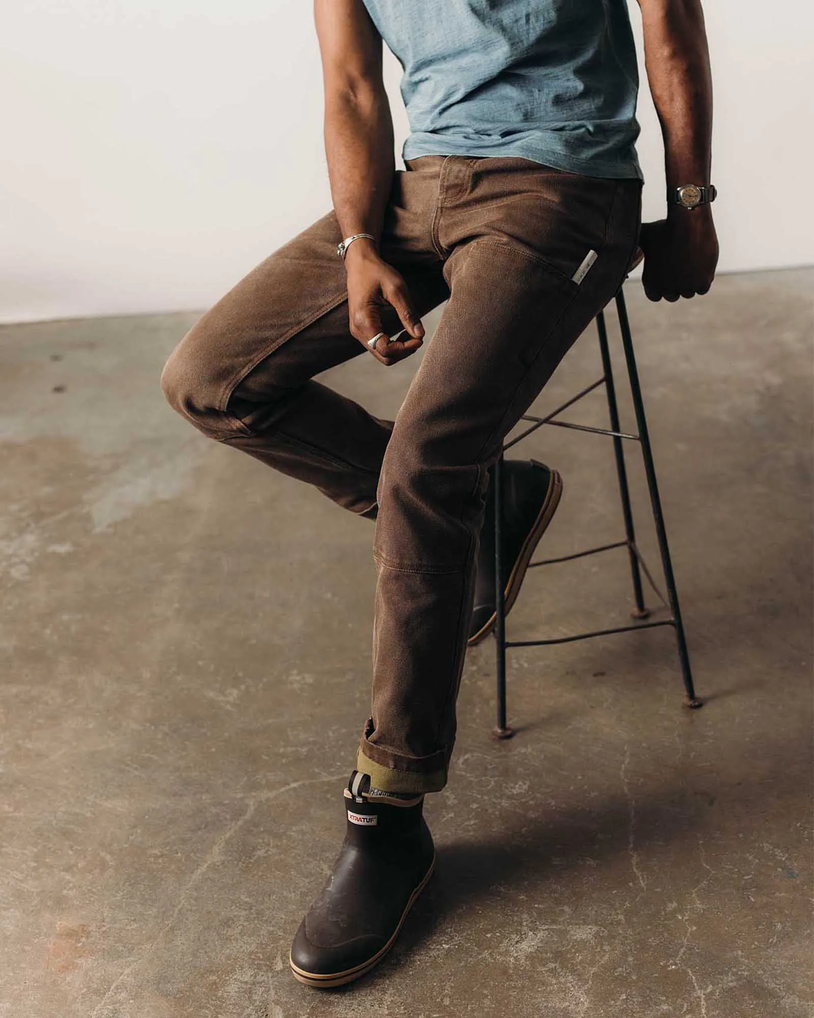 The Chore Pant in Aged Penny Chipped Canvas Stylish Look Sport Flex