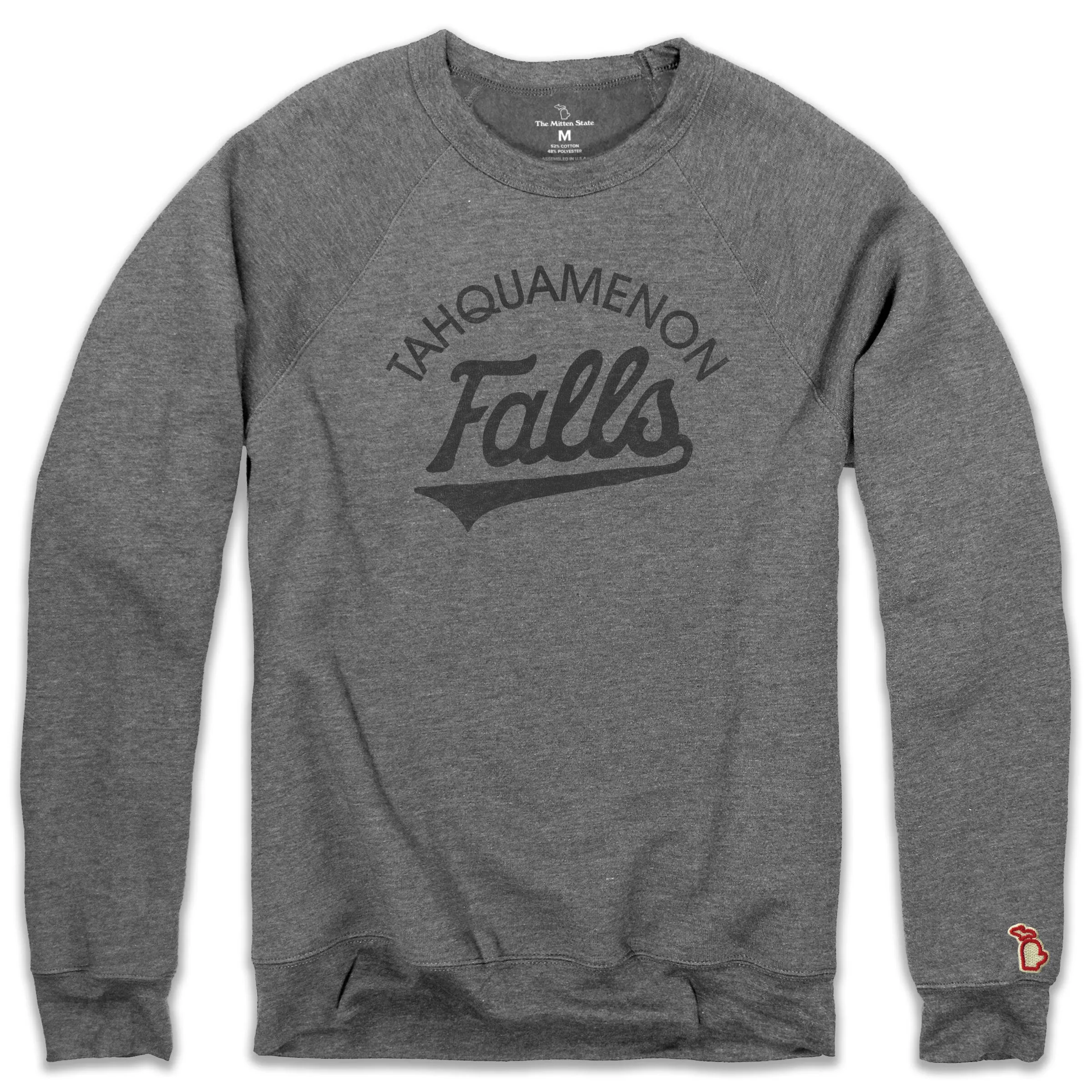 Modern Relaxed Slim Silhouette TAHQUAMENON FALLS SCRIPT FLEECE SWEATSHIRT (UNISEX)