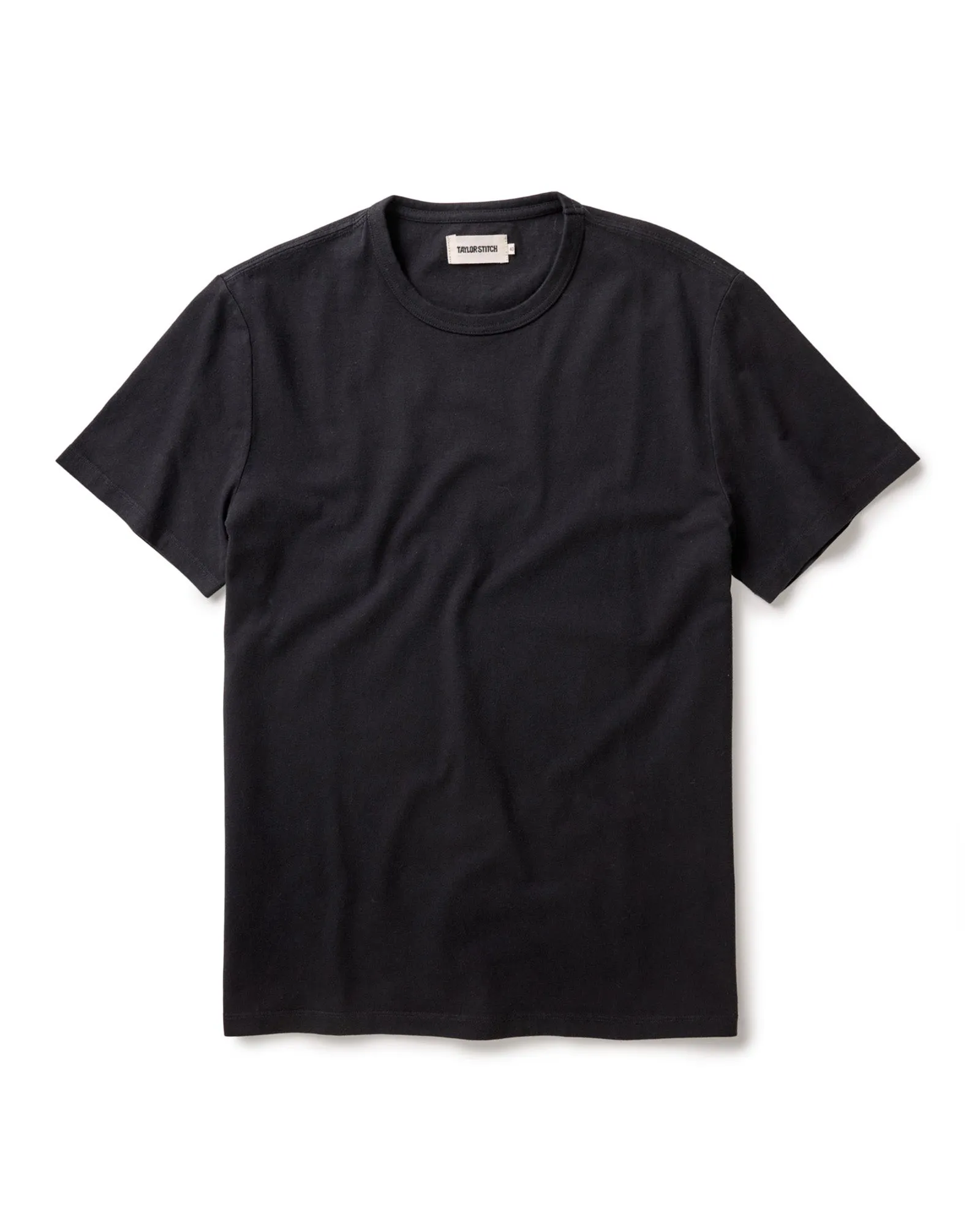 The Organic Cotton Tee in Black Ruffled edges Ribbed Collar Trim