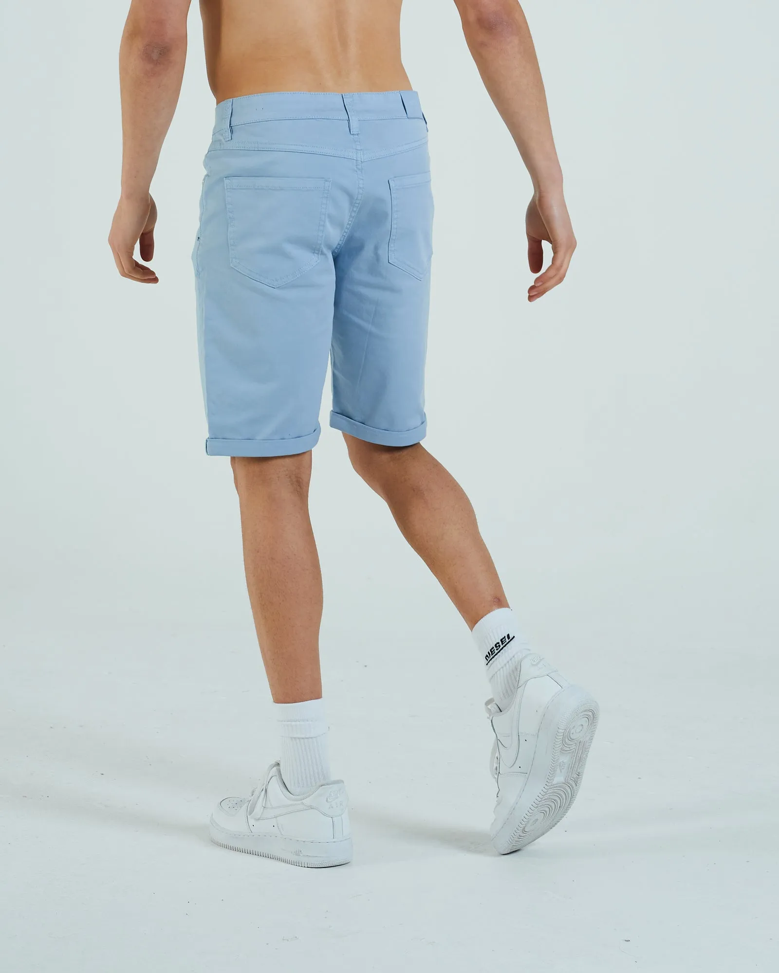 Ben 5 Pocket Short Blue Fog Polyester fabric