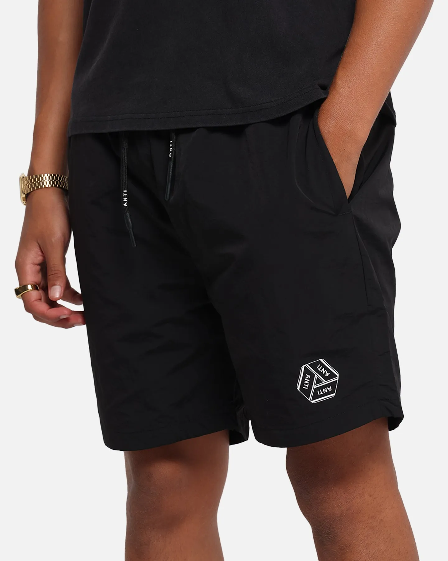 Sport Comfort Performance Flex The Anti Order Reverse Logo Nylon Shorts Black