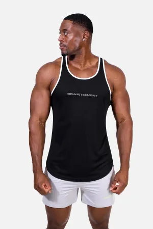 Lockdown Grip Low noise Fast-Dry Bodybuilding Workout Stringer - Black w White Trim