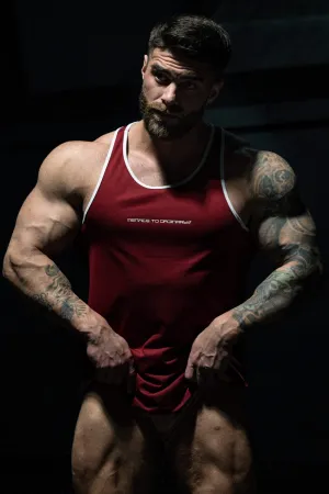 Fast-Dry Bodybuilding Workout Stringer - Maroon & White high pressure international cooperation