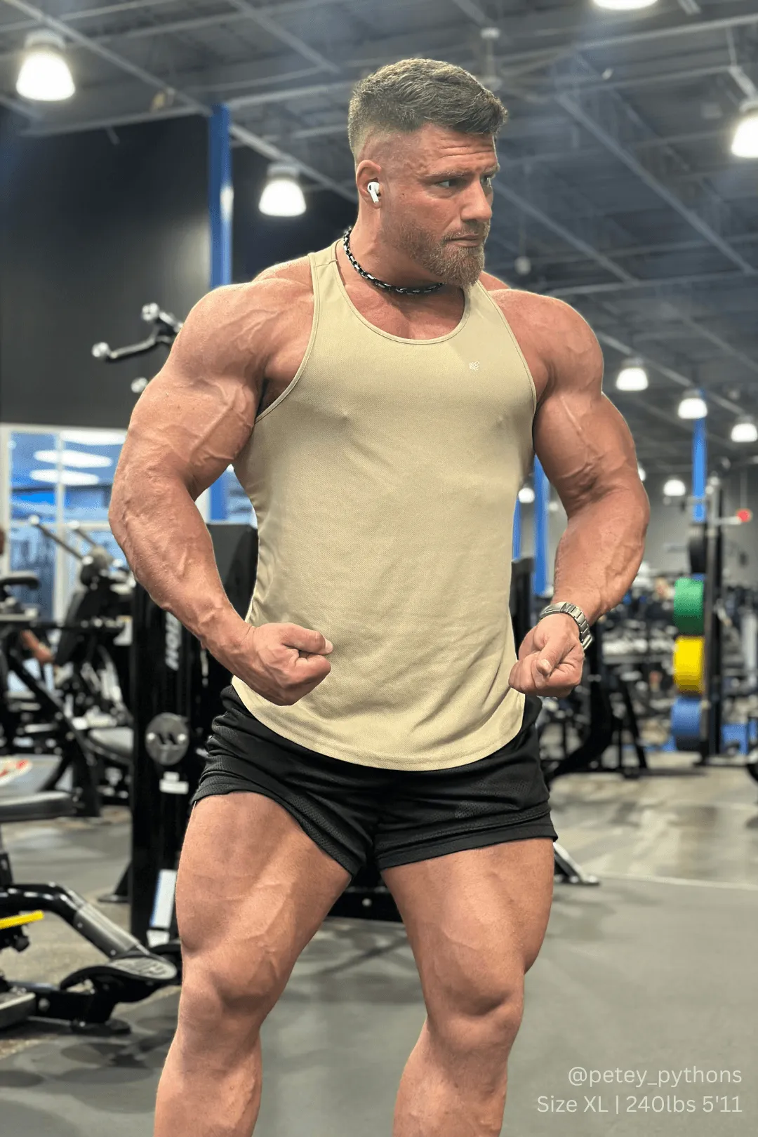 Multi Panel Construction Adjustable Straps Fast-Dry Bodybuilding Workout Stringer - Khaki