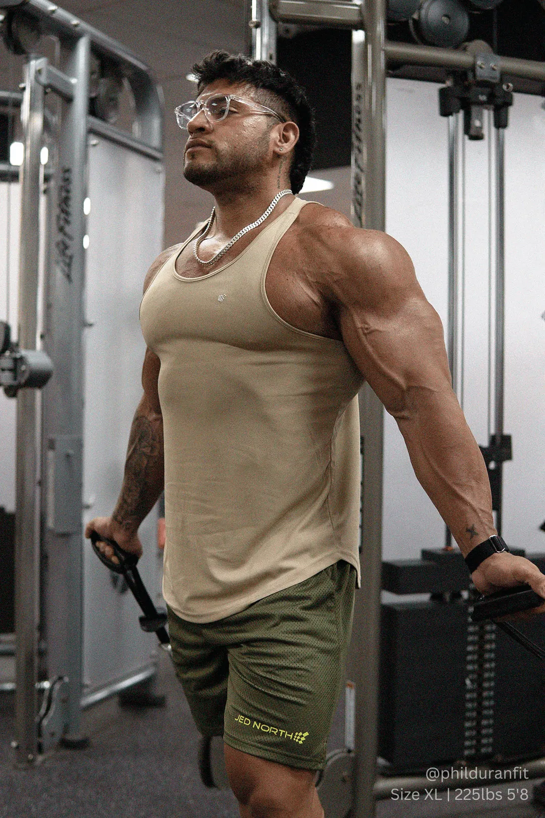Body Mapped Vent Zones Fast-Dry Bodybuilding Workout Stringer - Khaki