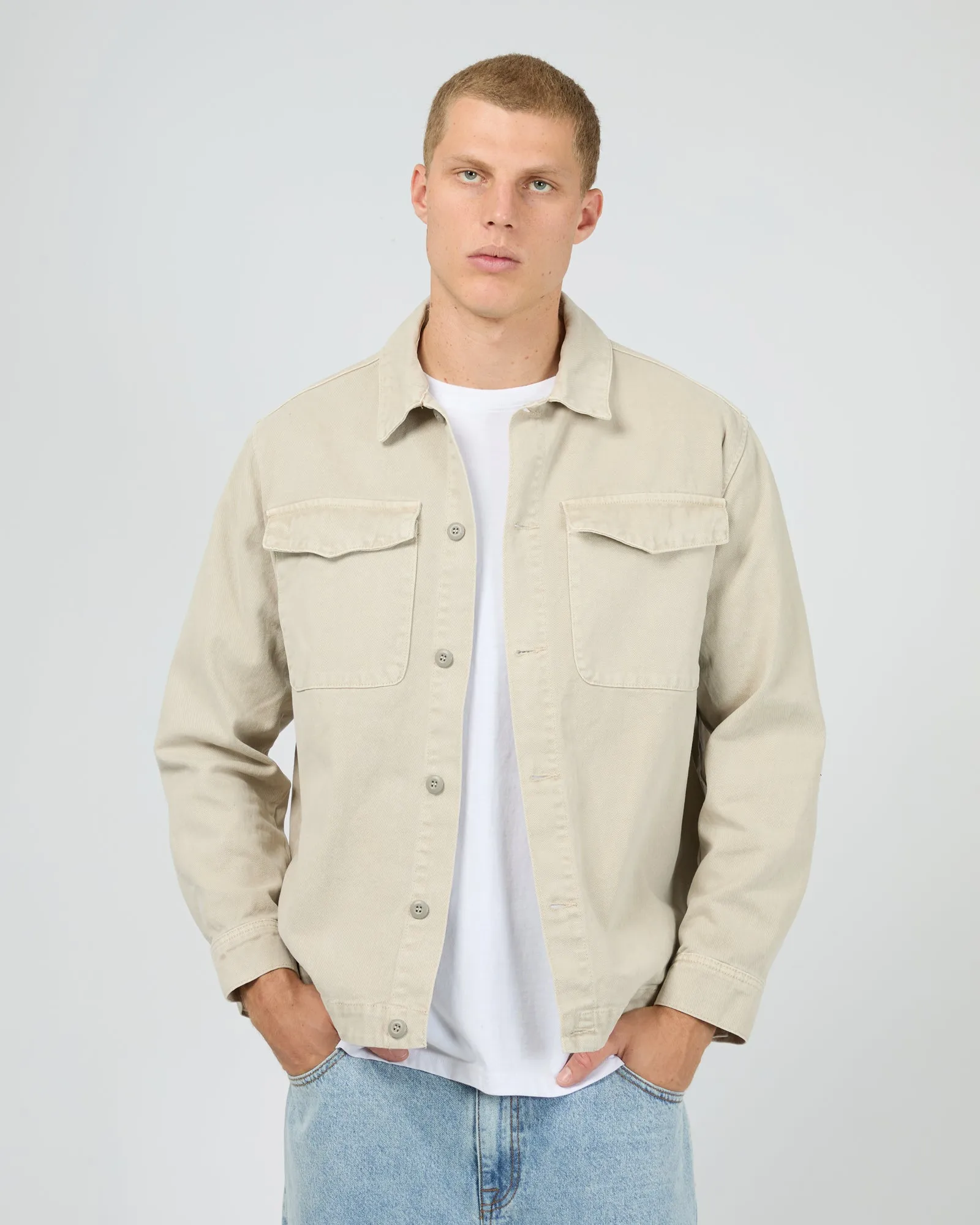 Comfortable fit Flexible Shoulder Panels Fade Overshirt Grey