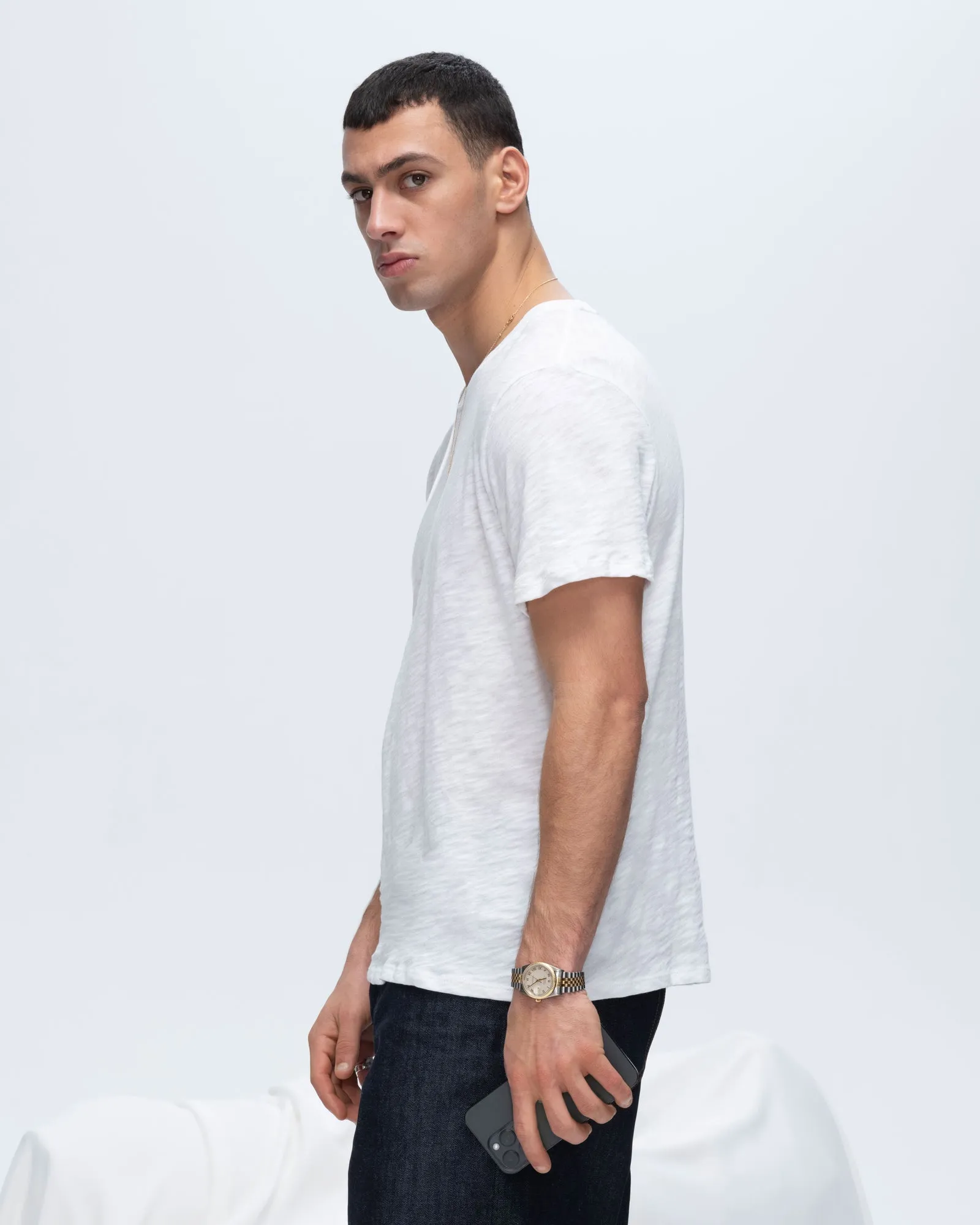 Slub Jersey Crew Neck Tee - White Sporty and Stylish LowImpact Manufacturing