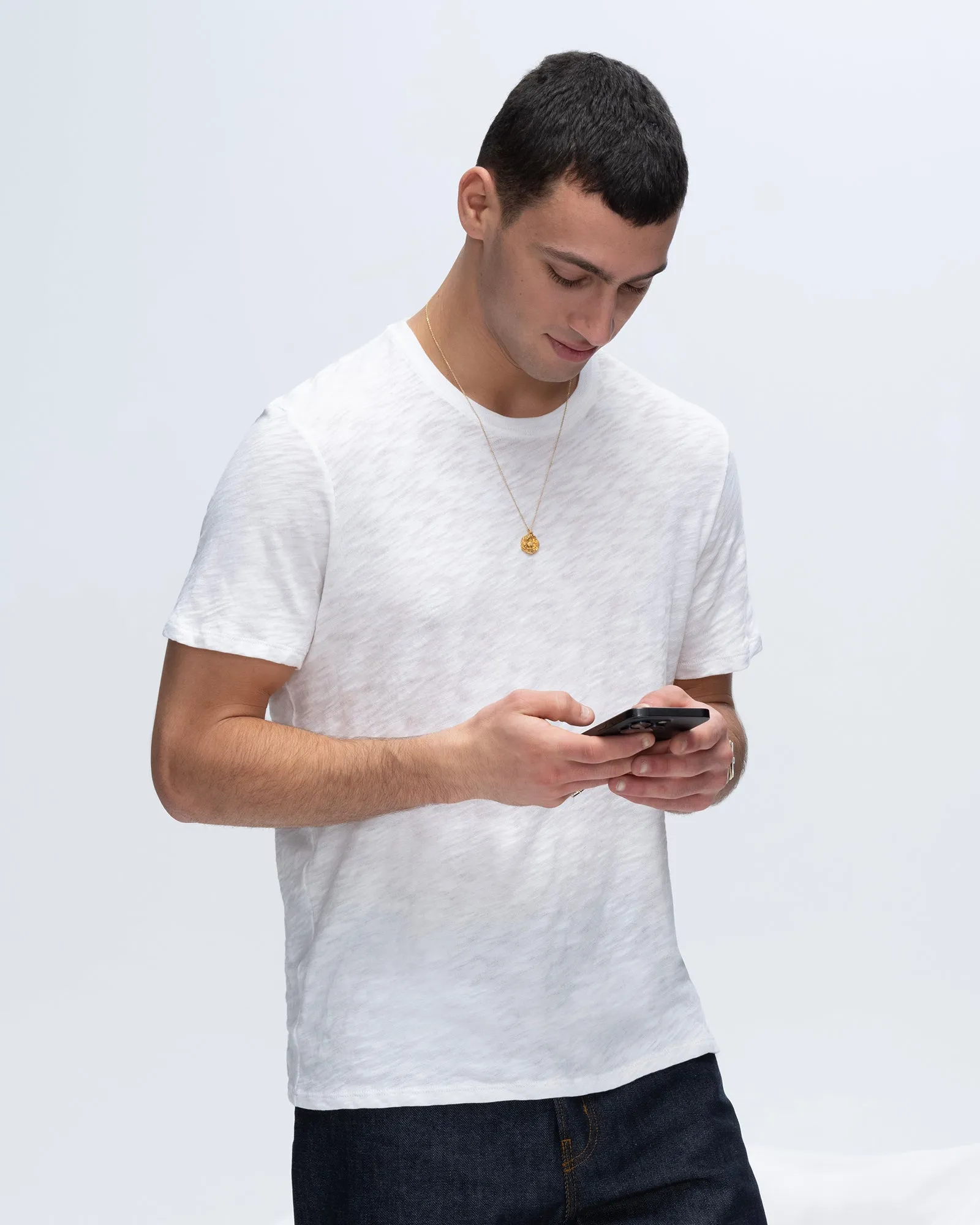 Slub Jersey Crew Neck Tee - White Unisex style