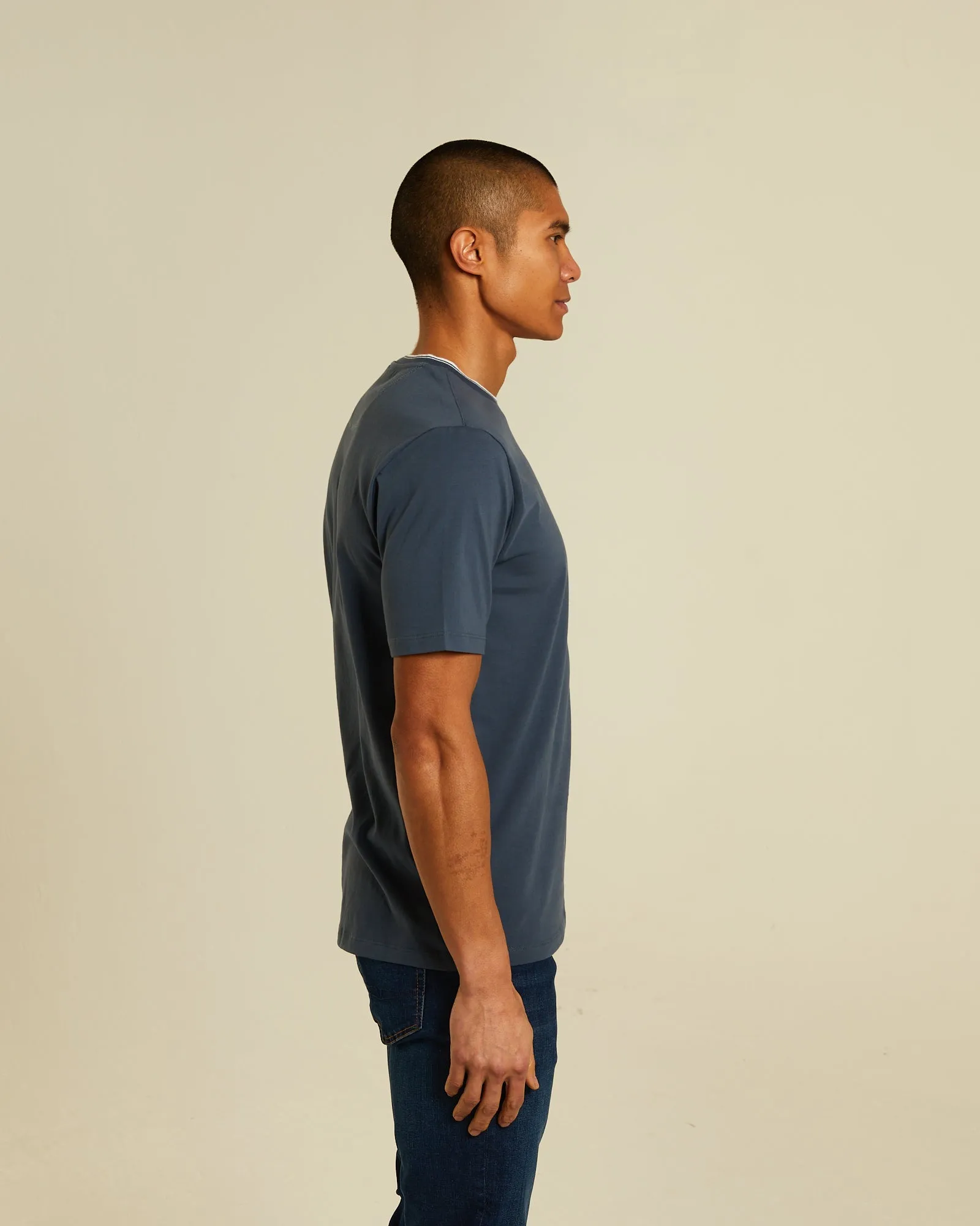 OdorResistant Fabric Airflow Mesh Panels Faisel Tee Dusk Navy