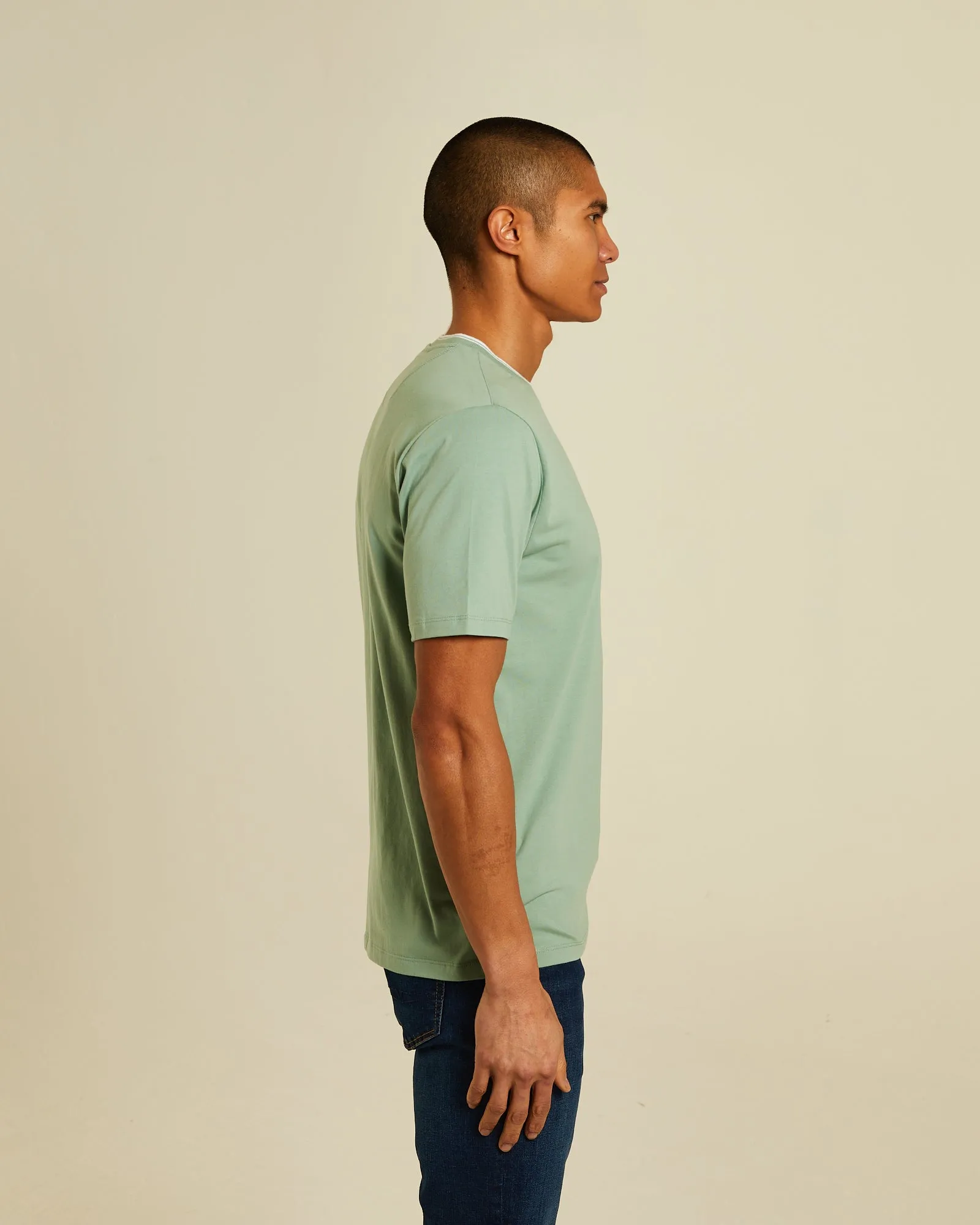 Vibrant Prints Layered Sleeve Faisel Tee Surf Green