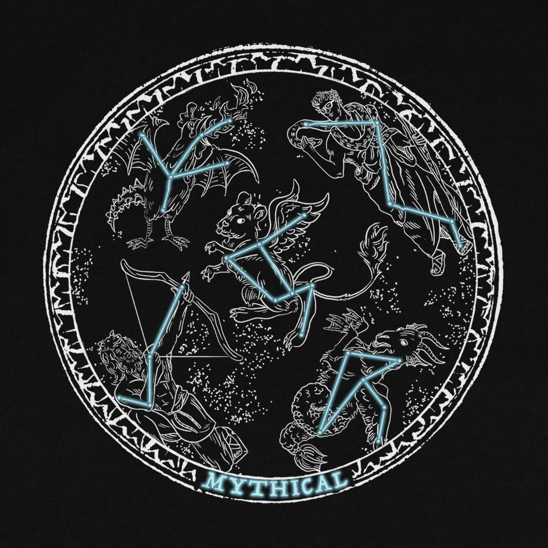 Mythical Constellations Glow-in-the-Dark Hoodie Trendy Layered Street Casual