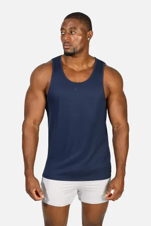 Quick Release Zipper Alpha Microfiber Fast-Dry Gym Tank Top - Space Blue