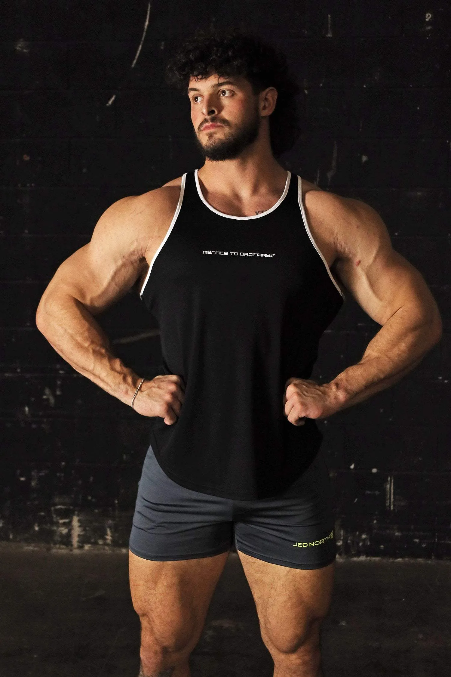 Fast-Dry Bodybuilding Workout Stringer - Black & White Night vision