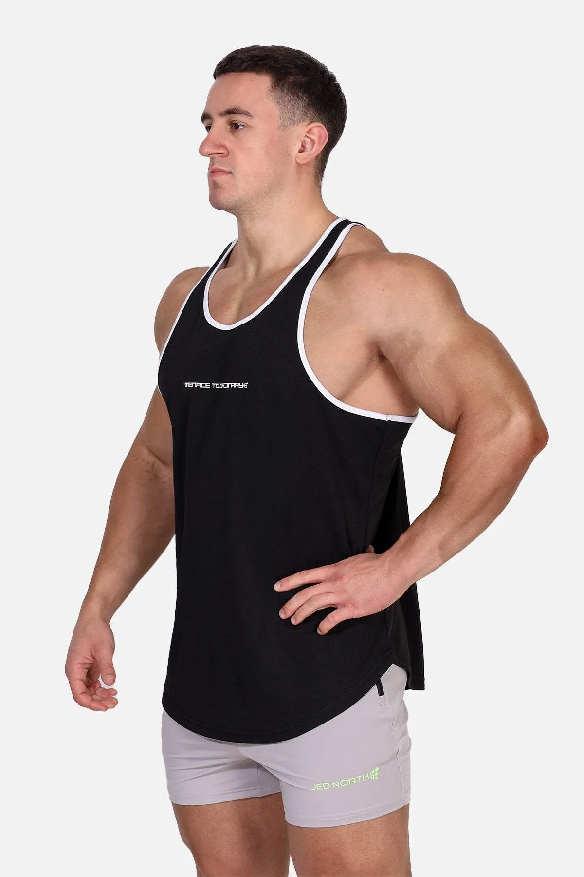 Fast-Dry Bodybuilding Workout Stringer - Black & White multi - wheel drive