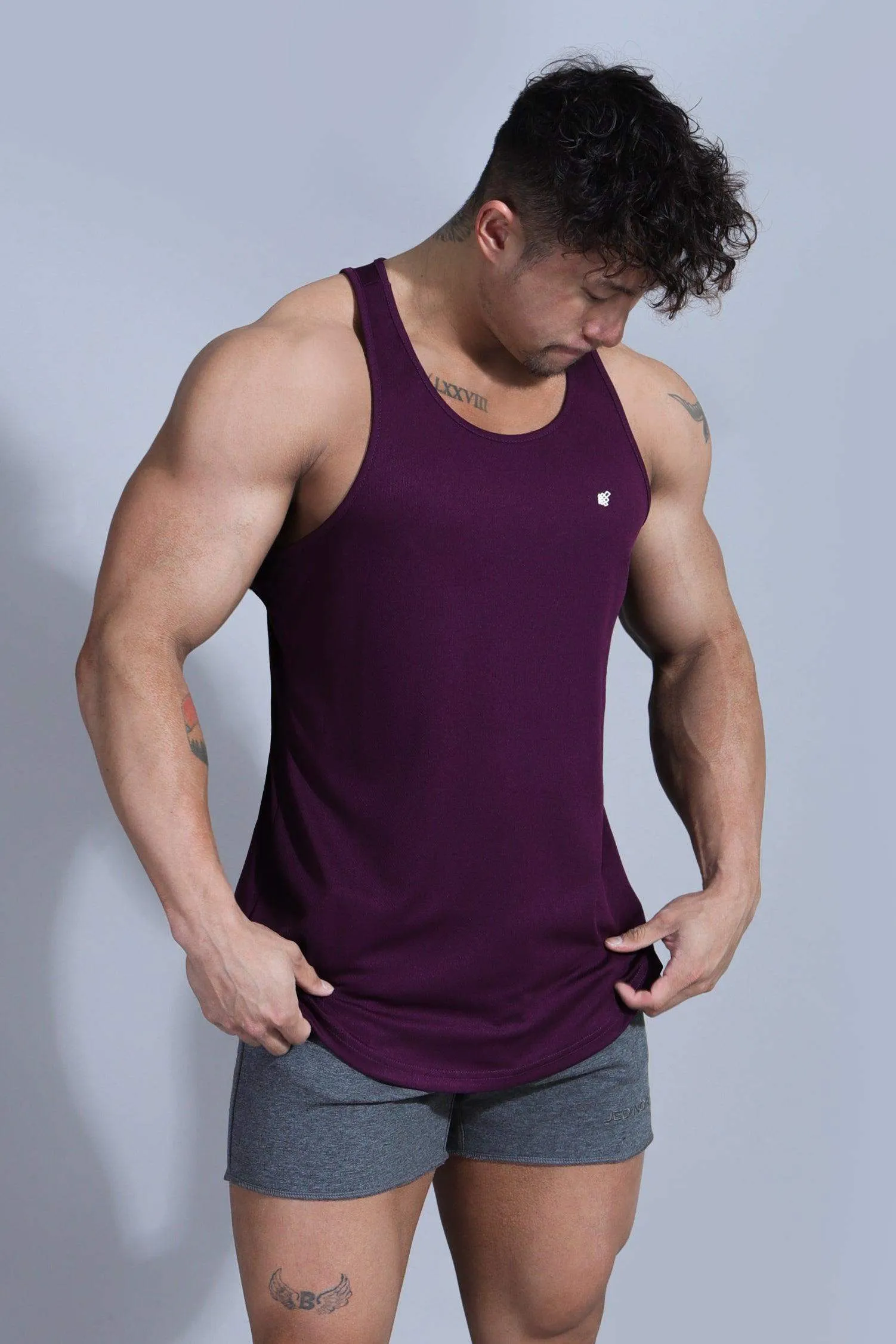 Fast-Dry Bodybuilding Workout Stringer - Dark Purple Soft Touch