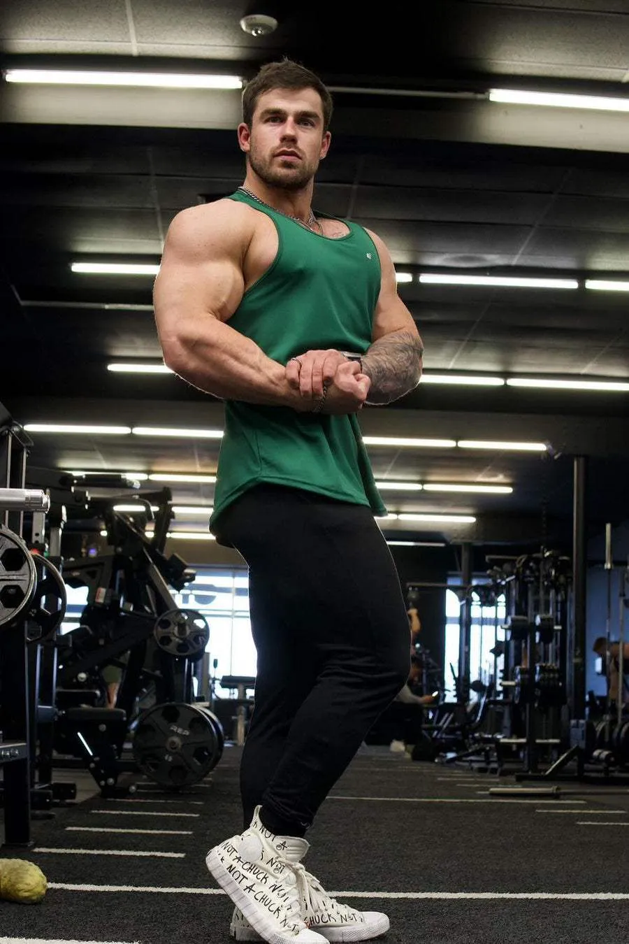 Fast-Dry Bodybuilding Workout Stringer - Emerald Vibration - reducing Strategic Mesh Placement