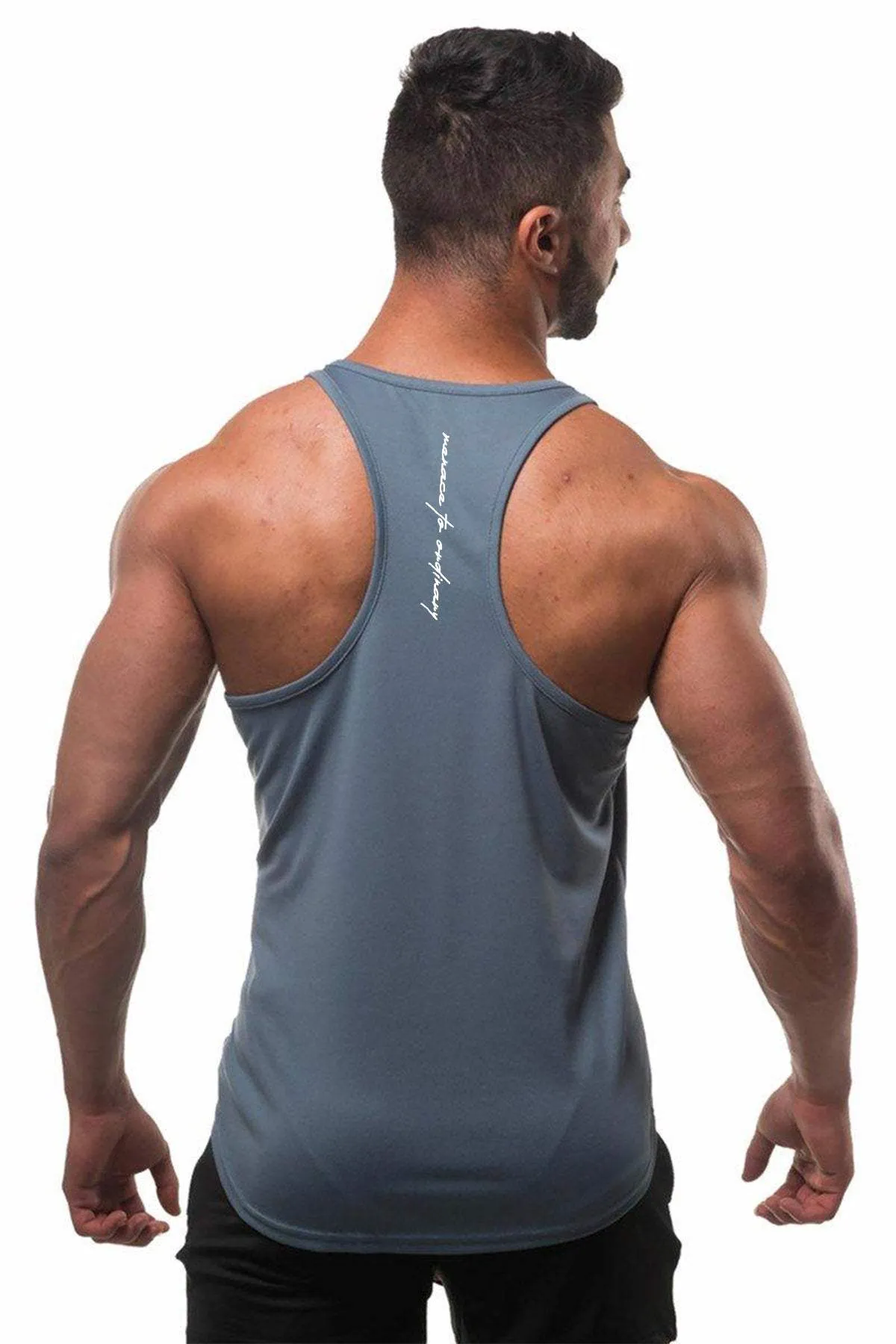 manned Fast-Dry Bodybuilding Workout Stringer - Gray