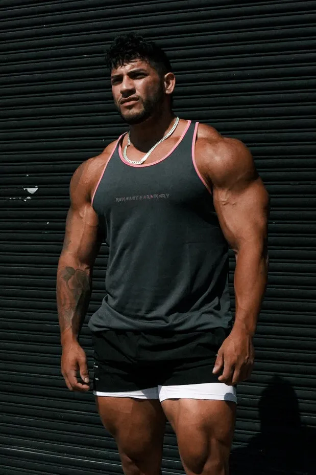 Fast-Dry Bodybuilding Workout Stringer - Gray w Pink high humidity use