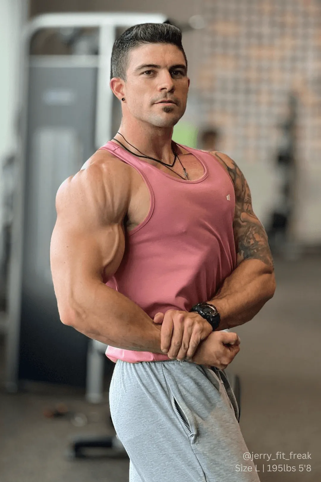 Layered Neckline Design Fast-Dry Bodybuilding Workout Stringer - Salmon