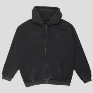 Pass~Port Solid Workers Zip Hood - Washed Black team wear Muscular Fit