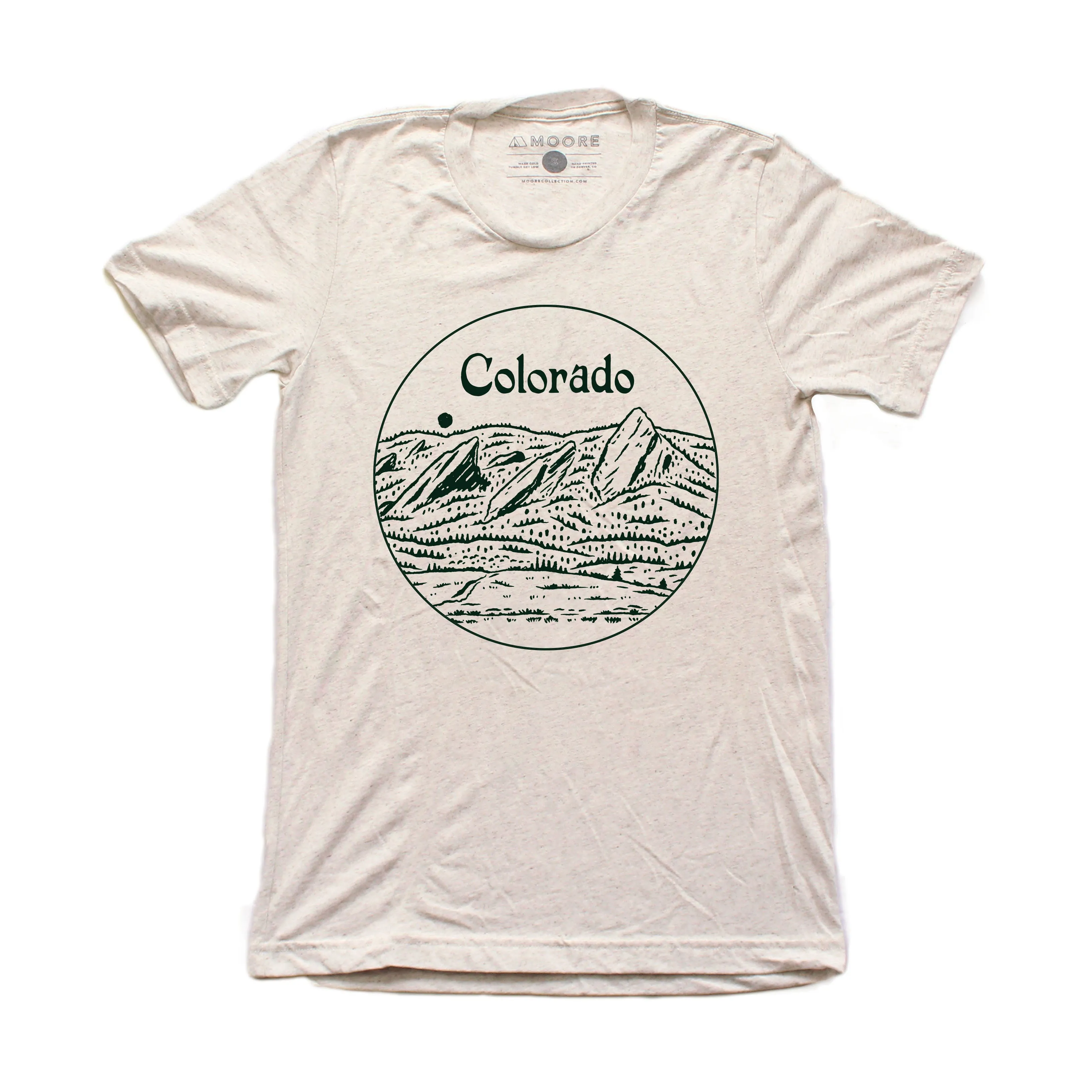 Flatirons Tee-Oatmeal Distressed Hem Finish