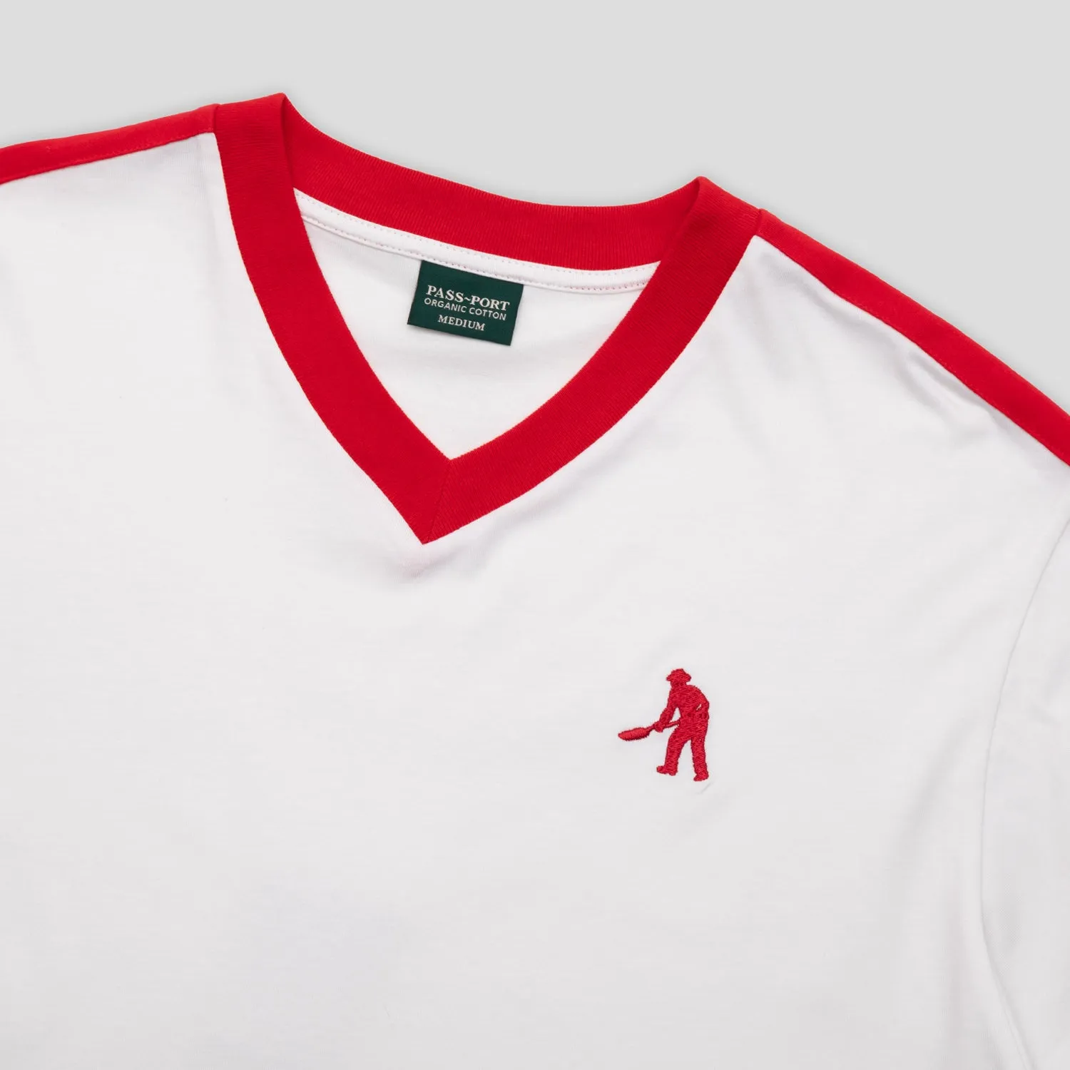 Pass~Port Workers Stripe Organic Cotton Jersey - White / Red Smart Layer