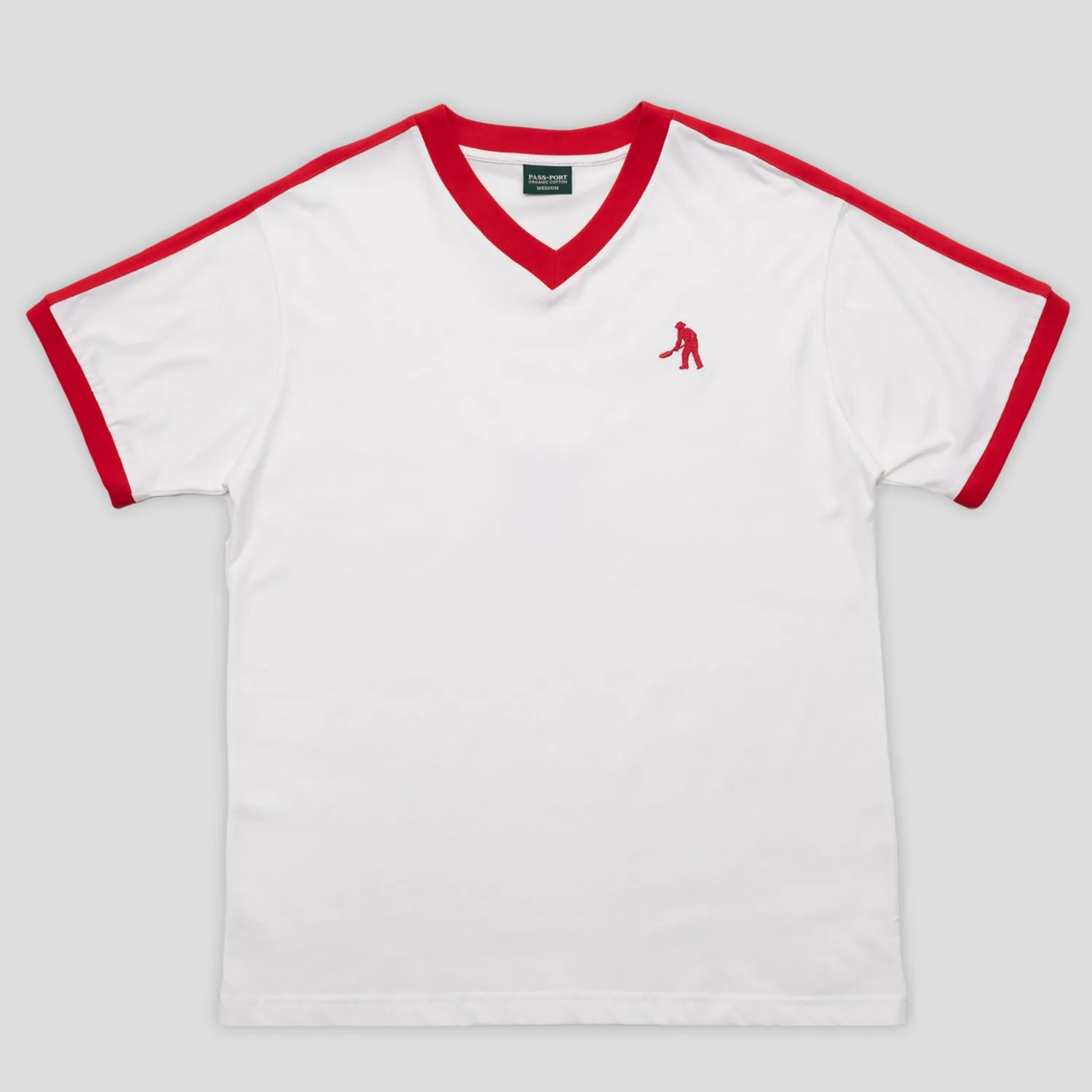 Fun and Comfortable Pass~Port Workers Stripe Organic Cotton Jersey - White / Red